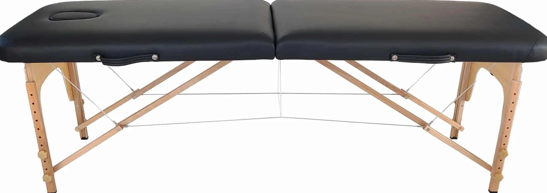 Beltom Lettino da Massaggio 2 Zone in Legno 185x60 cm Portatile 11,6 kg Pannello Reiki Angoli Arrotondati e Rinforzati Nero
