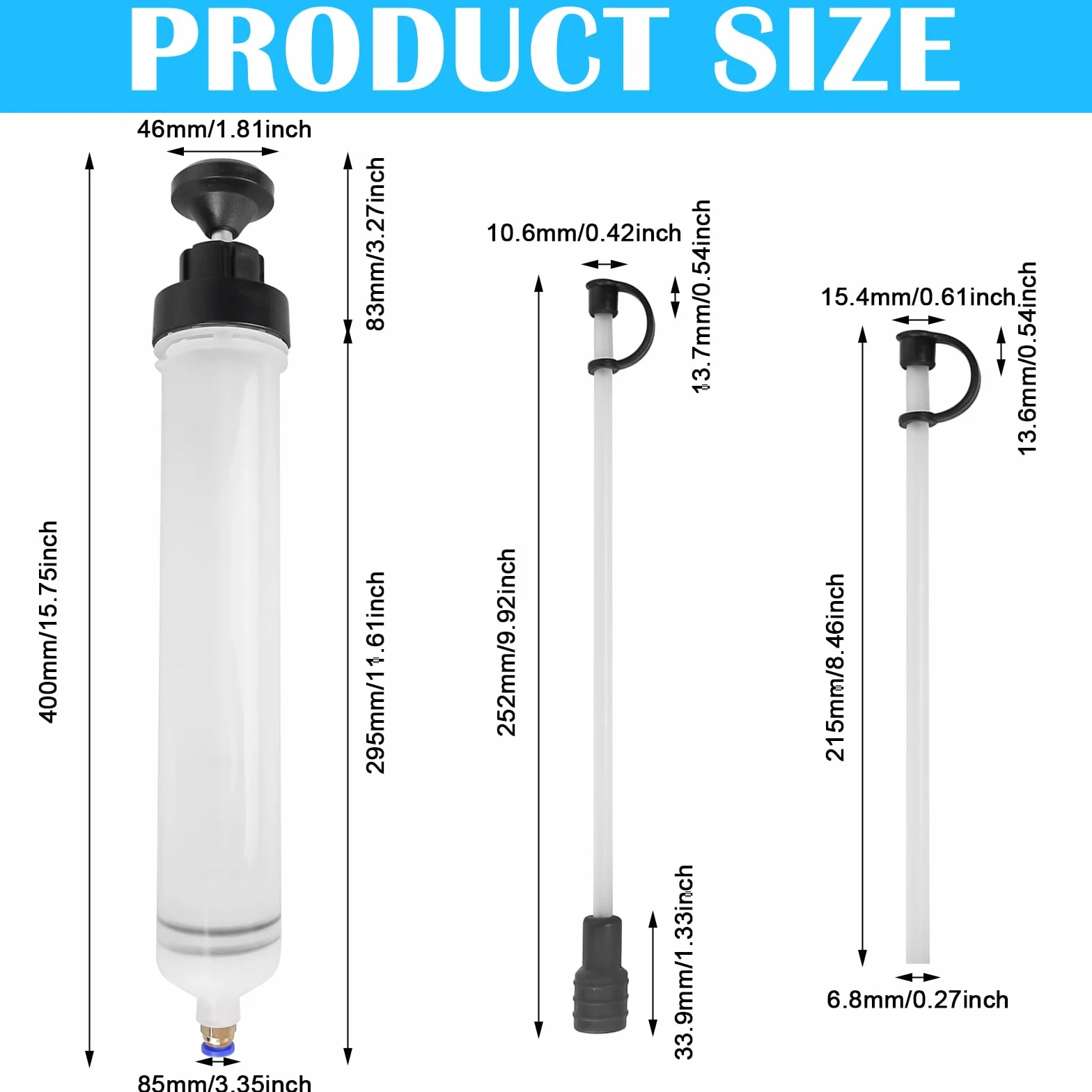 GBKDQQ Pompa di aspirazione olio da 500 ml, pompa di aspirazione con tubo e prolunghe, siringa per aspirazione olio, pompa manuale per olio del cambio, liquido di raffreddamento, liquido dei freni