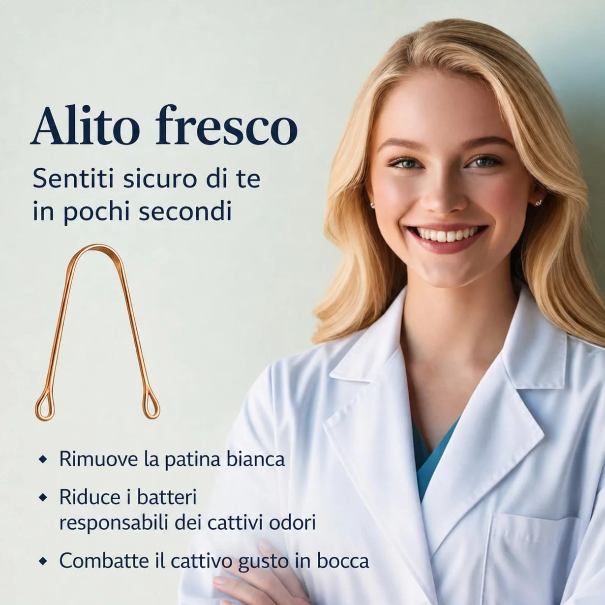 Raschietto per lingua in rame 2 pezzi detergente per alito fresco igiene orale