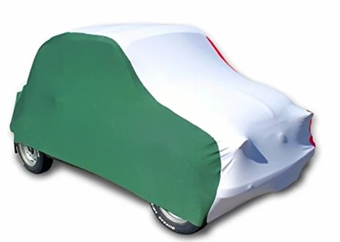 RAPID LUX - Copriauto su misura per 500 epoca, Antipolvere, Traspirante, Elasticizzato, Bordo elastico, Non abrasivo, Lavabile, Uso interno, Tricolore, Poliestere