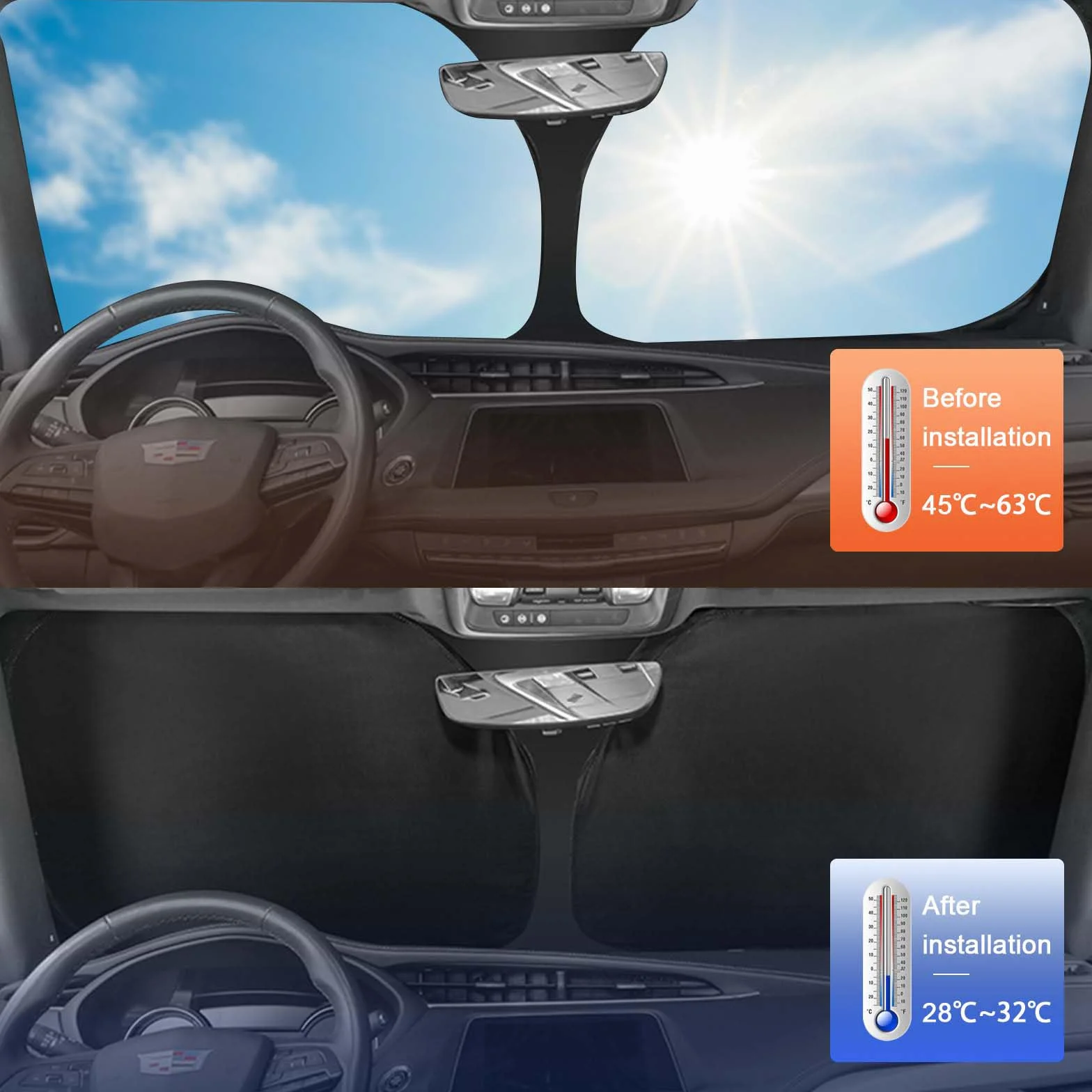 Parasole Auto Parabrezza Interno per Fiat 500X 2015-2026, Parasole per Parabrezza Anteriore, Pieghevole Blocca i Raggi UV Sun Visor Protector
