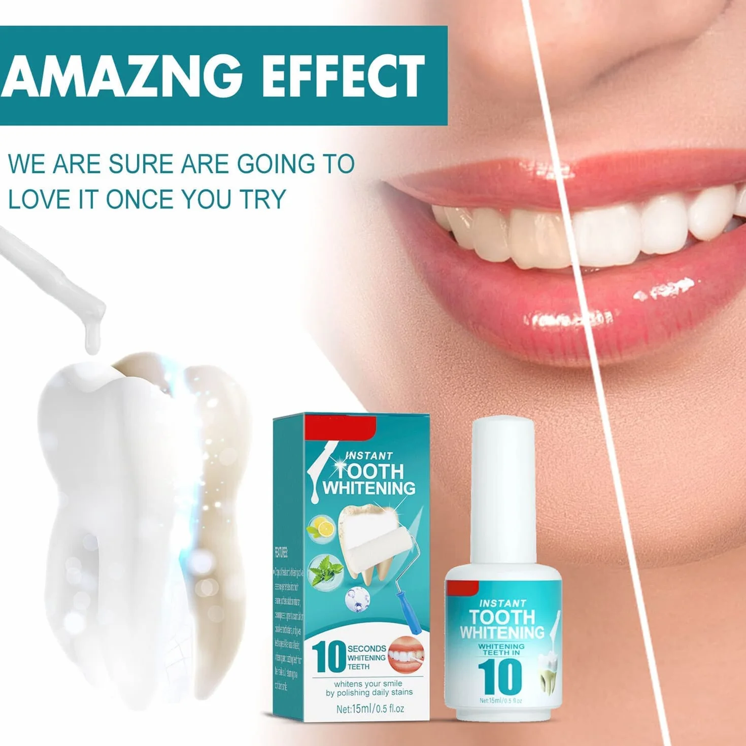 Vernice per Denti Smalto Bianco Sbiancamento Istantaneo 2 Pezzi