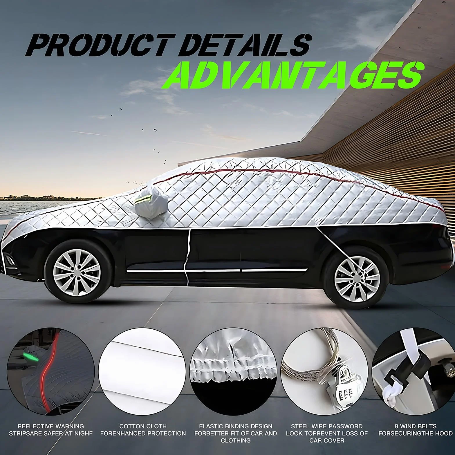 Telo Antigrandine per Auto per Toyota Yaris Hybride 2020-2025, Telo Copriauto Imbottita Anti-Neve e Anti-UV, Impermeabile Anti-Neve, Anti-Graffio, Antivento per quattro stagioni -Lf8