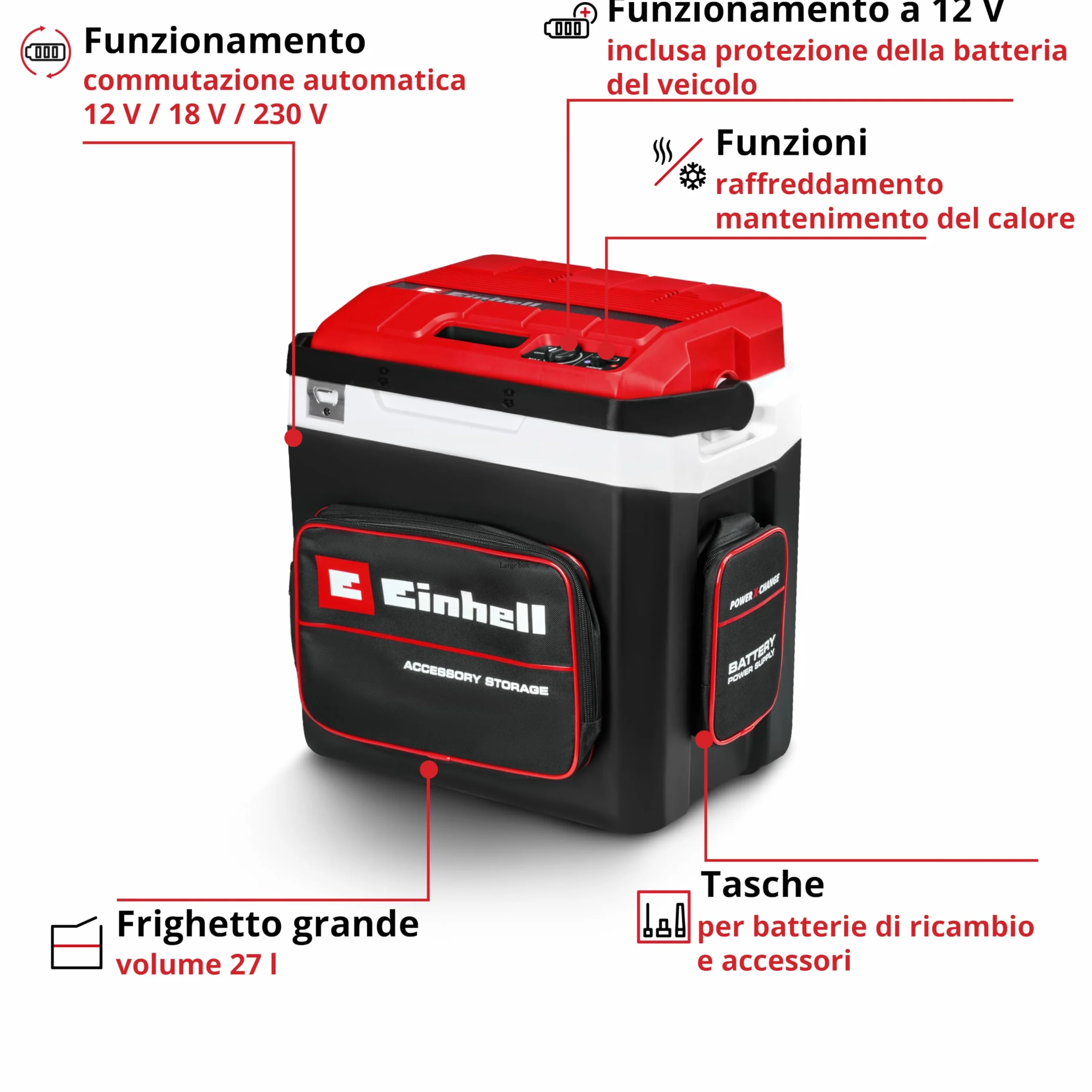 Einhell TE-COL 18/27 Li-Solo Power X-Change 18 V 27 l chłodzenie i ogrzewanie hybrydowy 230 V