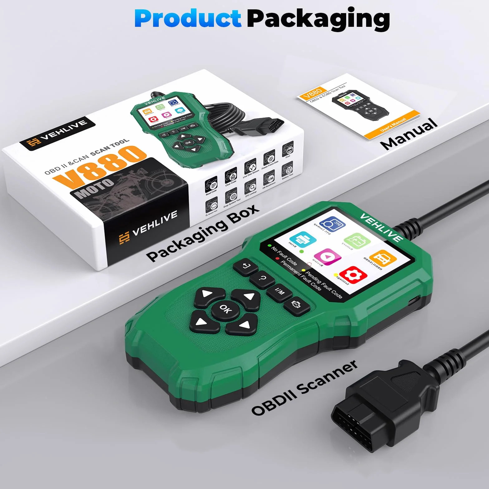 OBD2 Scanner diagnostico per moto, lettore codici errore compatibile Yamaha Honda Kawasaki