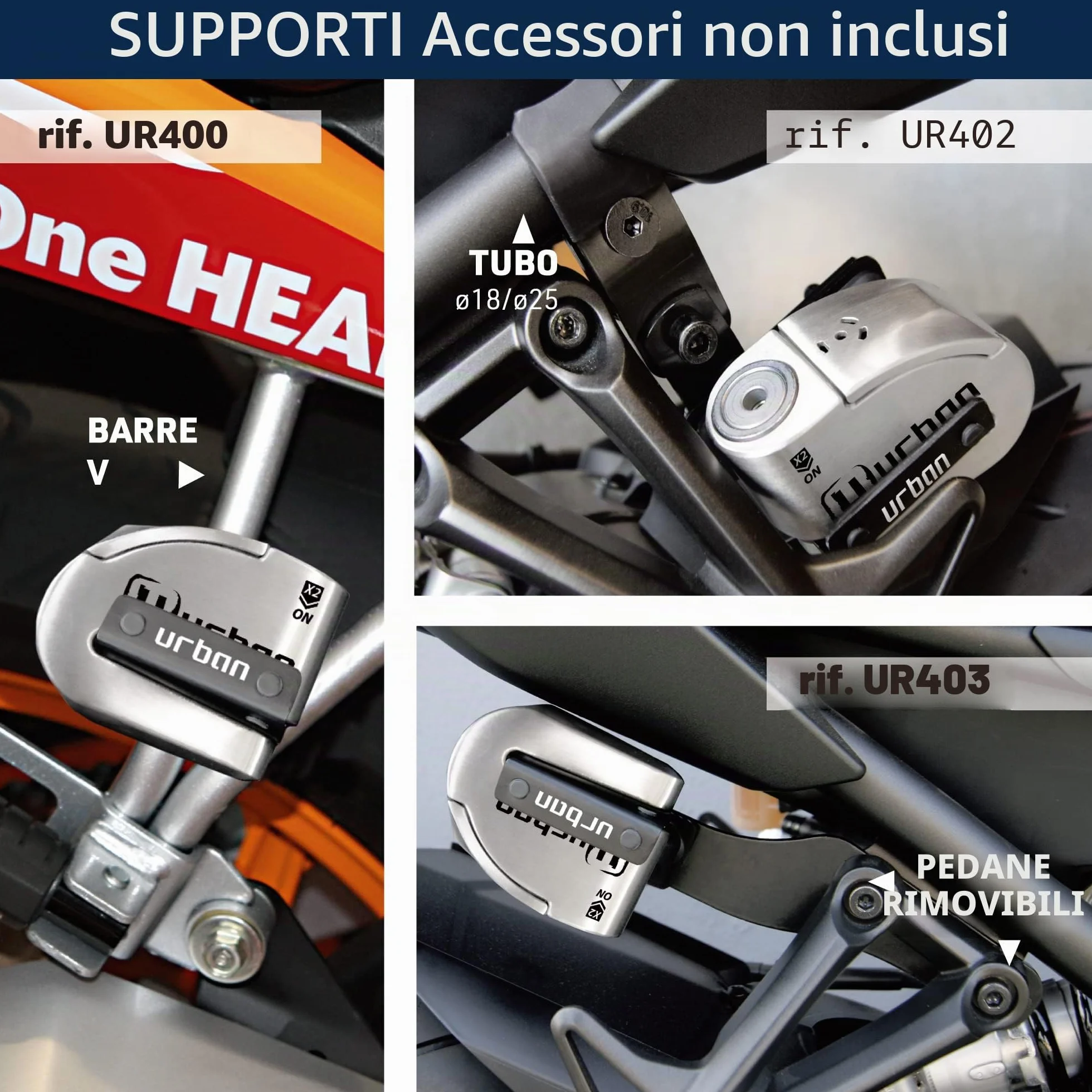 URBAN UR14S Blocca Disco per Moto Senza/Con Allarme Hi-Tech 120dB, Antifurto Moto Omologato SRA Massima Sicurezza, Warning Sensibilità A+, Acciaio Inox, Lucchetto Bloccadisco Doppio Bloccaggio 14mm