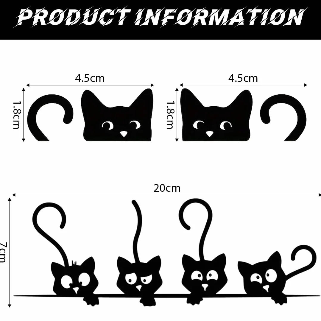 3 Pezzi Adesivi per Auto Che sbirciano Gatto, Che guardano Impermeabili, Riflettenti, Divertenti, Decalcomanie e Autoadesivi, per paraurti, per finestrini dell'auto,Moto,Laptop (Nero)