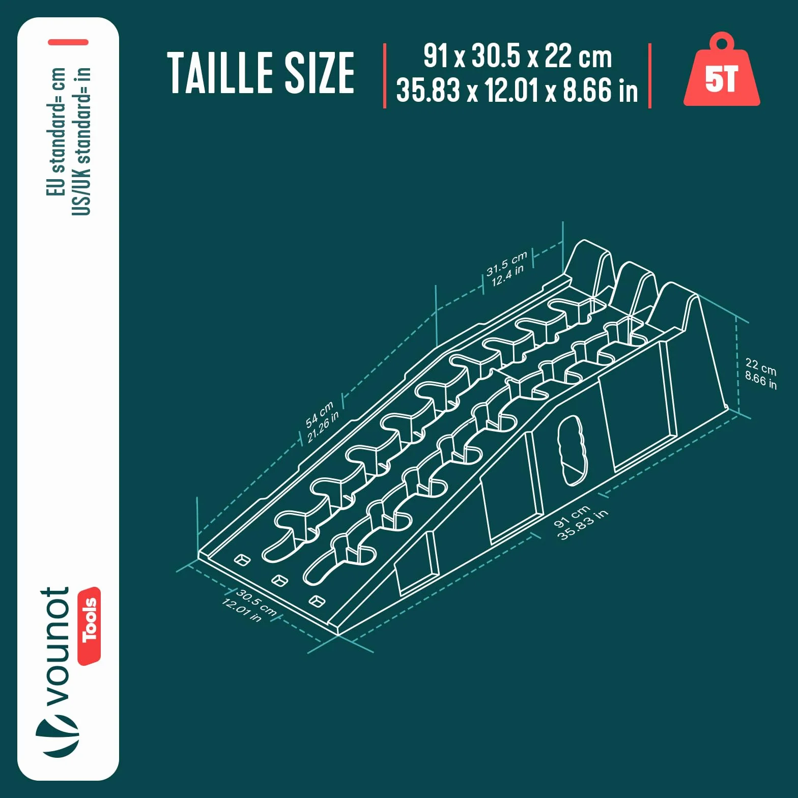 VOUNOT® Set di 2 Rampe per Auto da 5 Tonnellate Rampe di Carico Antiscivolo