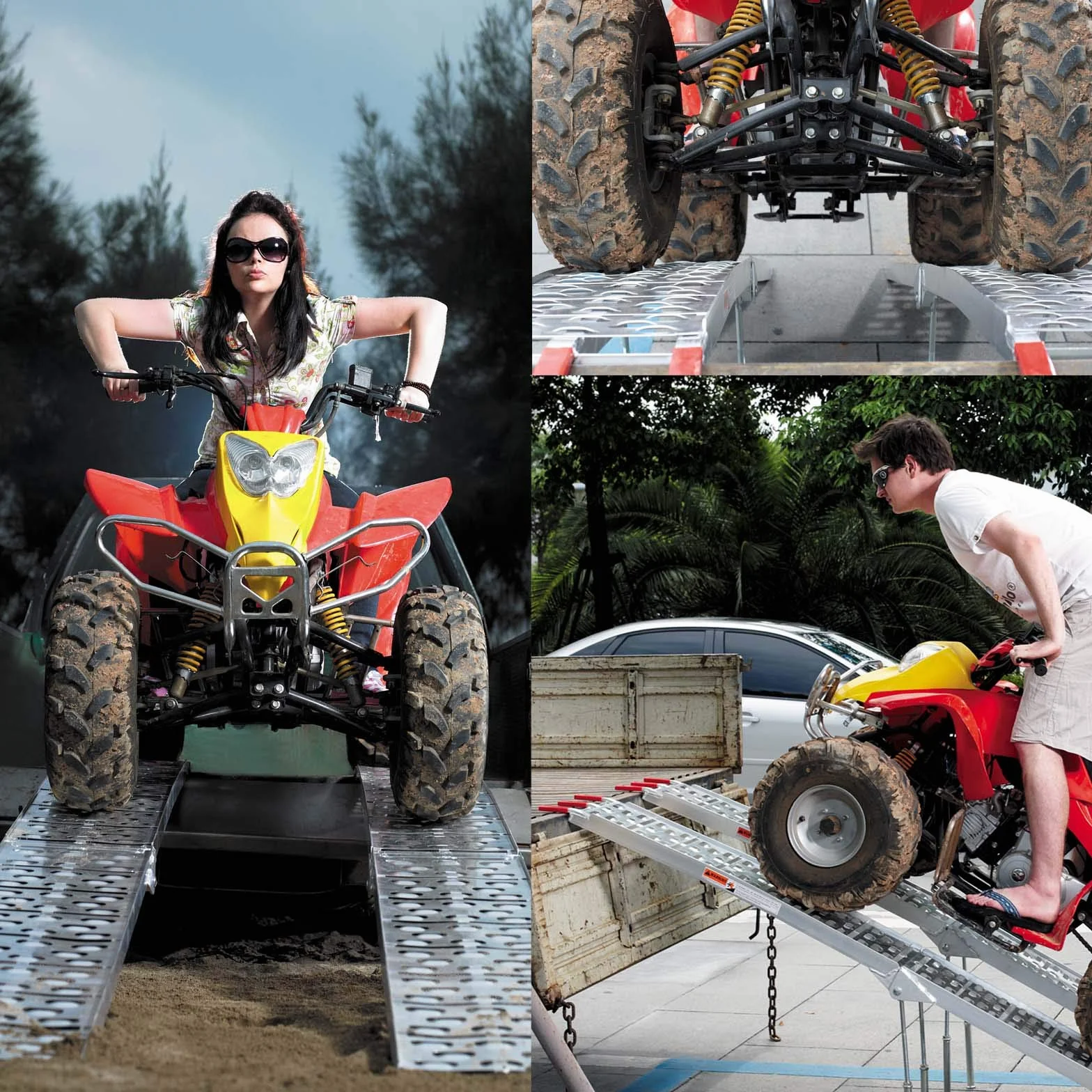 2x rampe di carico pieghevoli per moto e ATV Con piedi 226 cm In alluminio Portata max 1360 kg