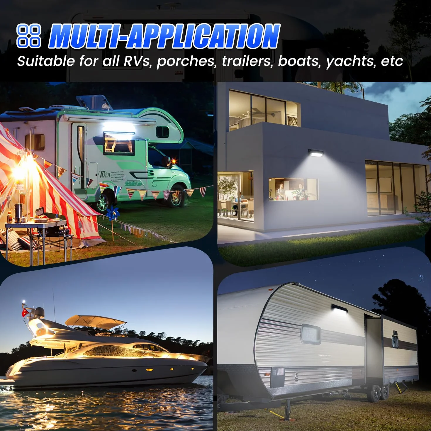 SUPAREE Luce Esterna Camper LED 12V 6000K IP67 Impermeabile per RV Van Camper Trailers