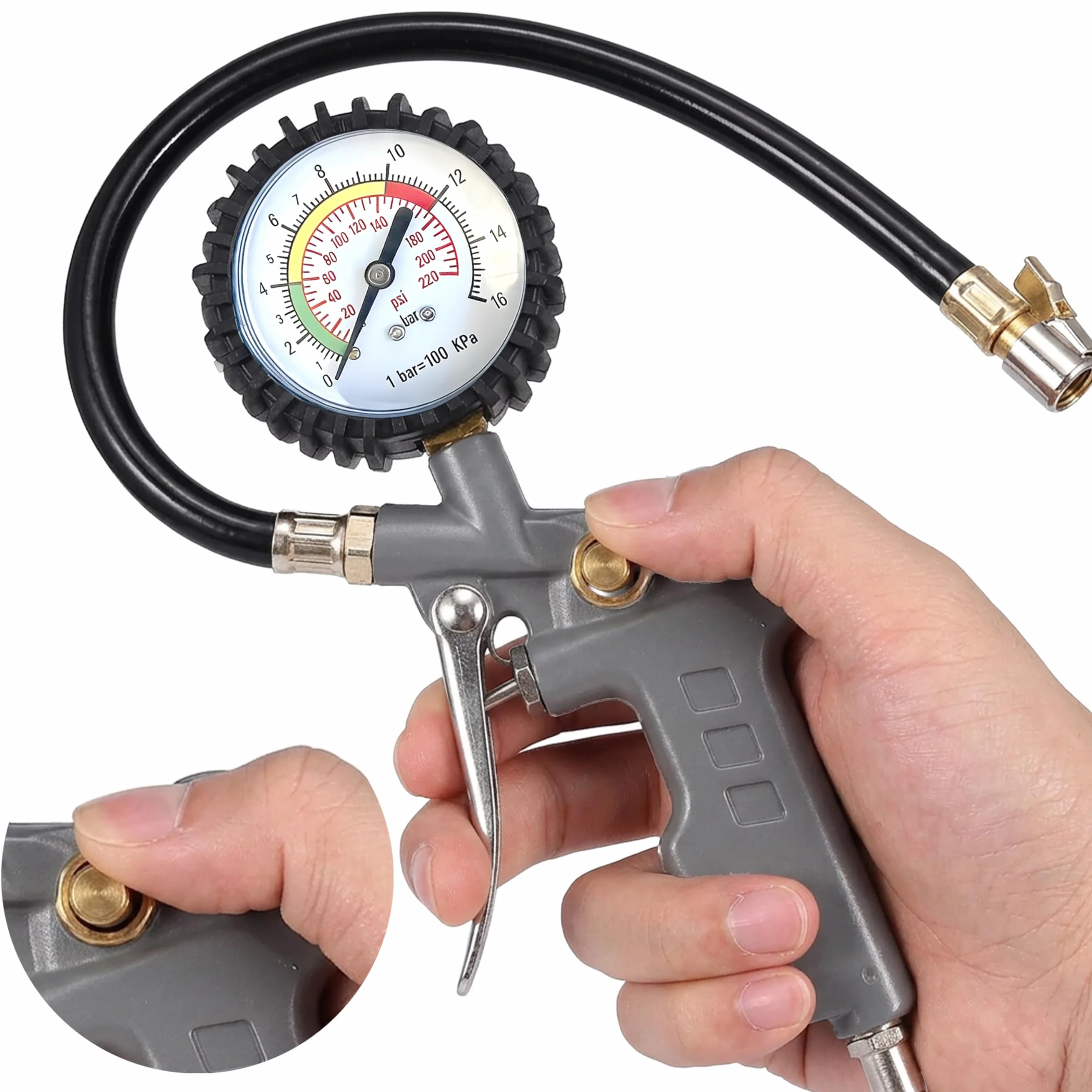 Retoo Gonfiatore pneumatici 220 PSI tester pressione multifunzione 0-12 bar
