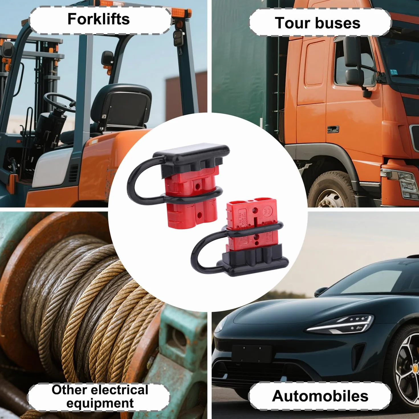 Penitue 4pz Connettori, Kit di Spine Connessione & Sconnessione Batteria 50A 12V-36V per Cavi da 6 a 12 AWG per Auto Moto ATV Argani Ascensori Motori e Altro (Rosso)