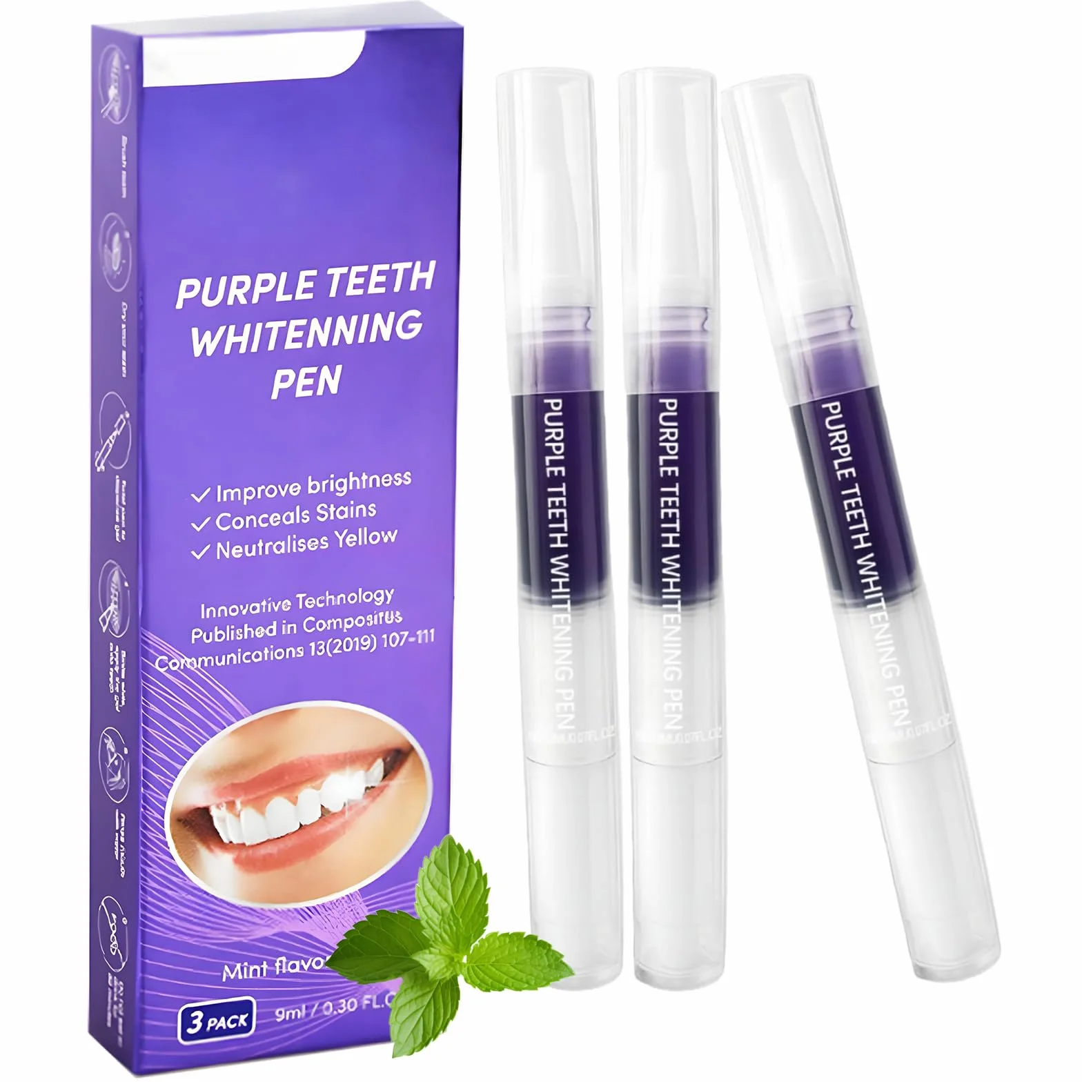 Kit Sbiancante Denti Professionale, Gel Sbiancamento Dentale, Rimuove Macchie Caffè, Viola 3 Pezzi