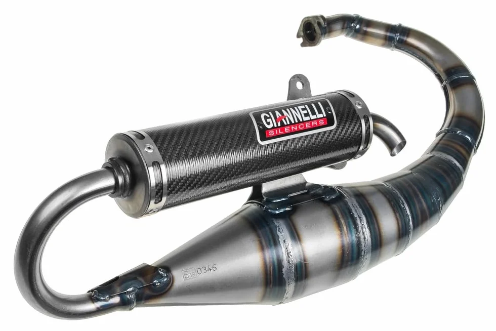 GIANNELLI MARMITTA"SHOT V4"SCOOTER MOT. VERTIC. FINO ANNO 2004 (VERS. CARTER BASSO) OMOLOG. CEE E13 0346 SILENZIATORE CARBONIO