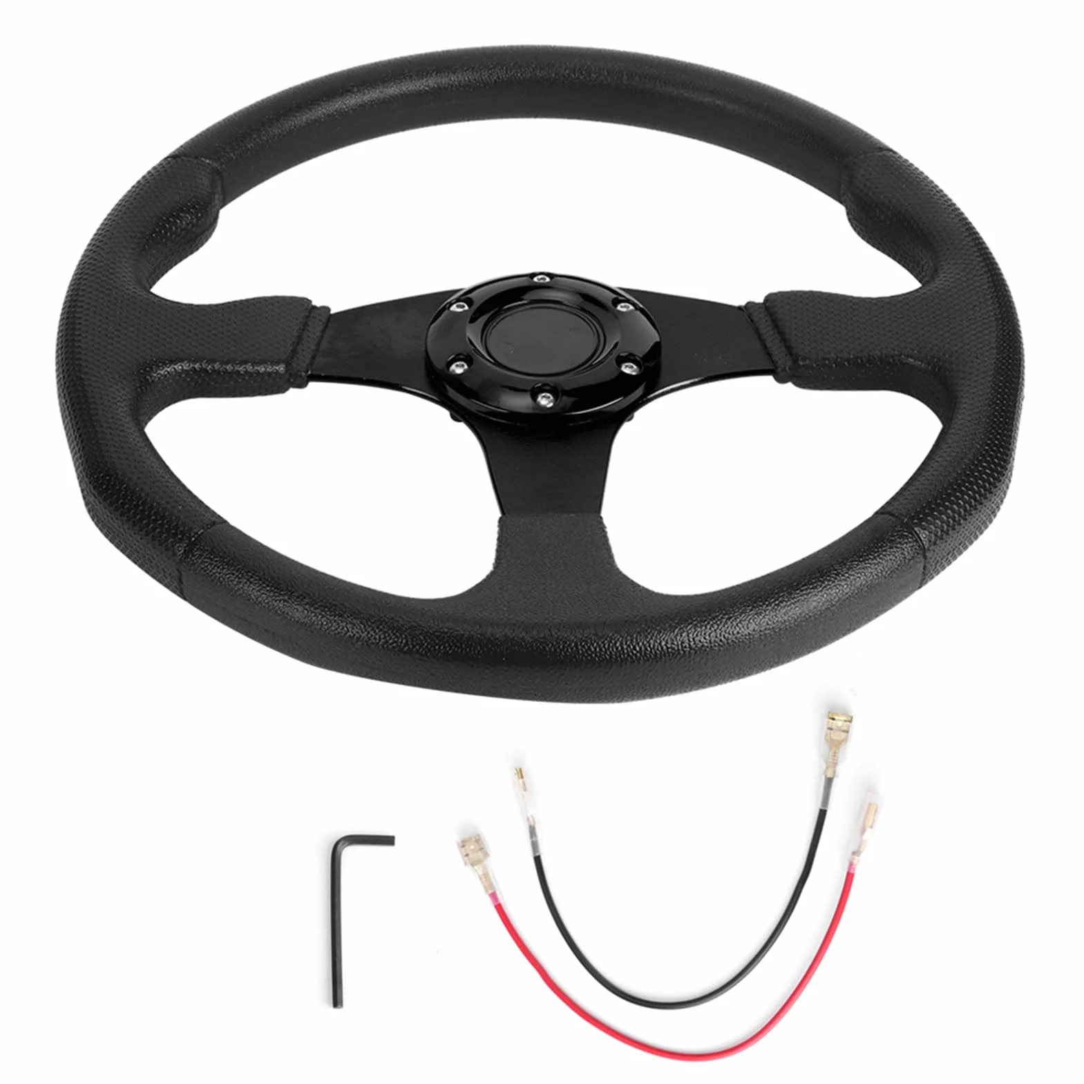 Volante sportivo per auto accessorio modificato per auto Volante 350 mm / 14 pollici Elegante e generosa pregevole fattura per l'accessorio per auto per la maggior parte dei(Nero)