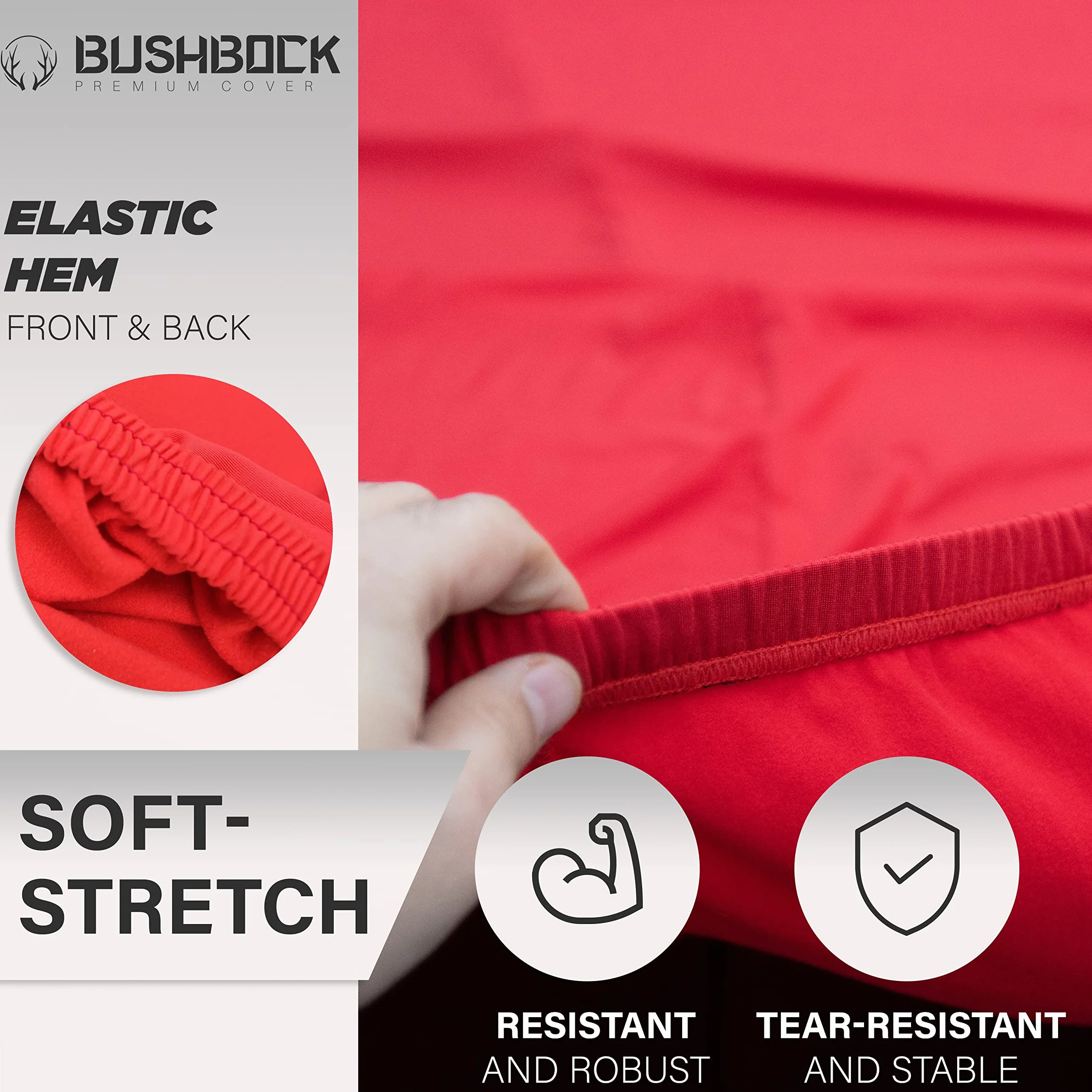 BUSHBOCK Premium Copertura per auto da interno compatibile con tutte le principali Car, Tessuto Elastico, Traspirante e Antipolvere, Morbido al Tatto (M, Rosso)