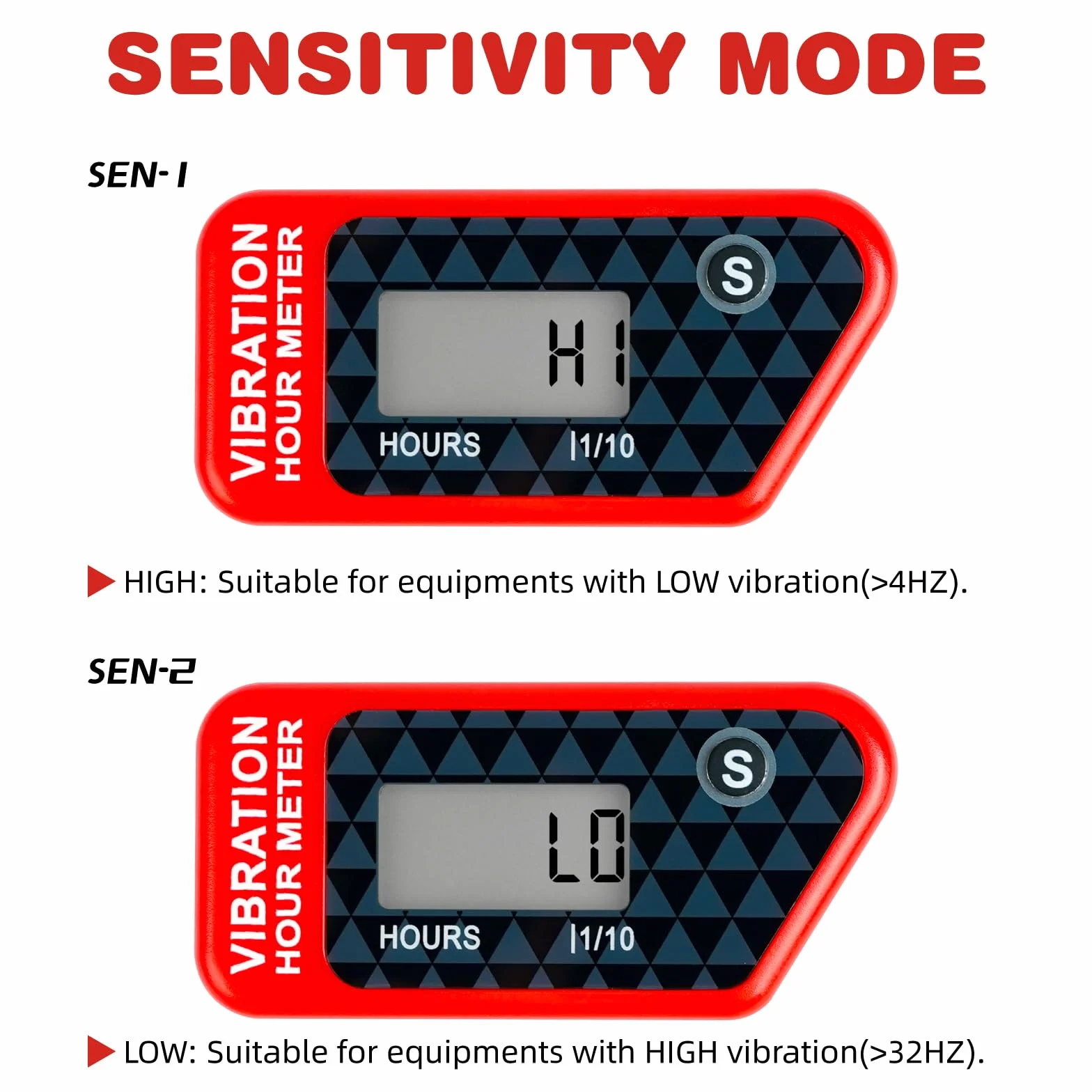 Senza fili Misuratore di ore Azzerabile Digitale Timer manutenzione Impermeabile per Tosaerba Motosega Moto (red)
