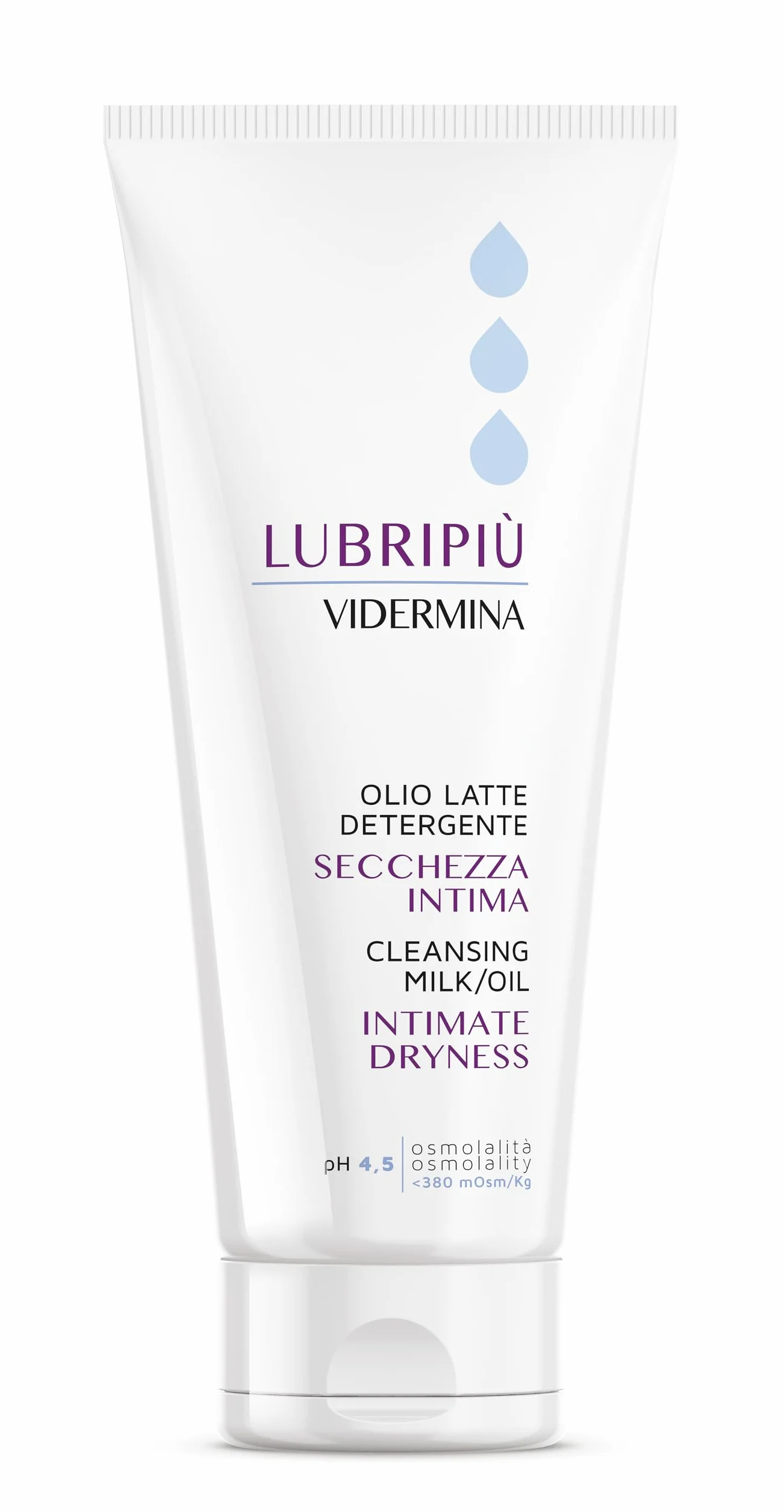 Vidermina Lubripiù Detergente Intimo 200 ml pH 4.5 Acido Ialuronico Idratante Lubrificante Secchezza Intima Ipoallergenico