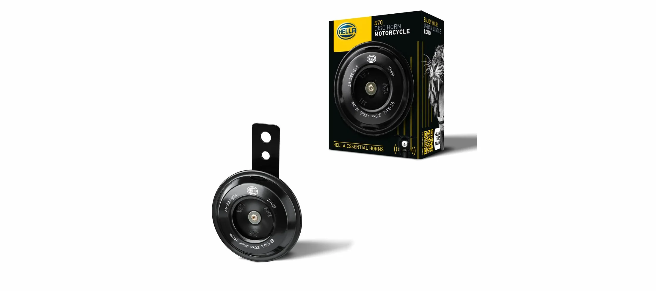 HELLA 3AL 012 588-061 Segnale Clacson - HELLA ESSENTIAL HORN S70-12V - 108dB (A) - Gamma di frequenza: 460Hz - Tono alto - Elettrico - Colore alloggiamento: Nero - Quantità: 1