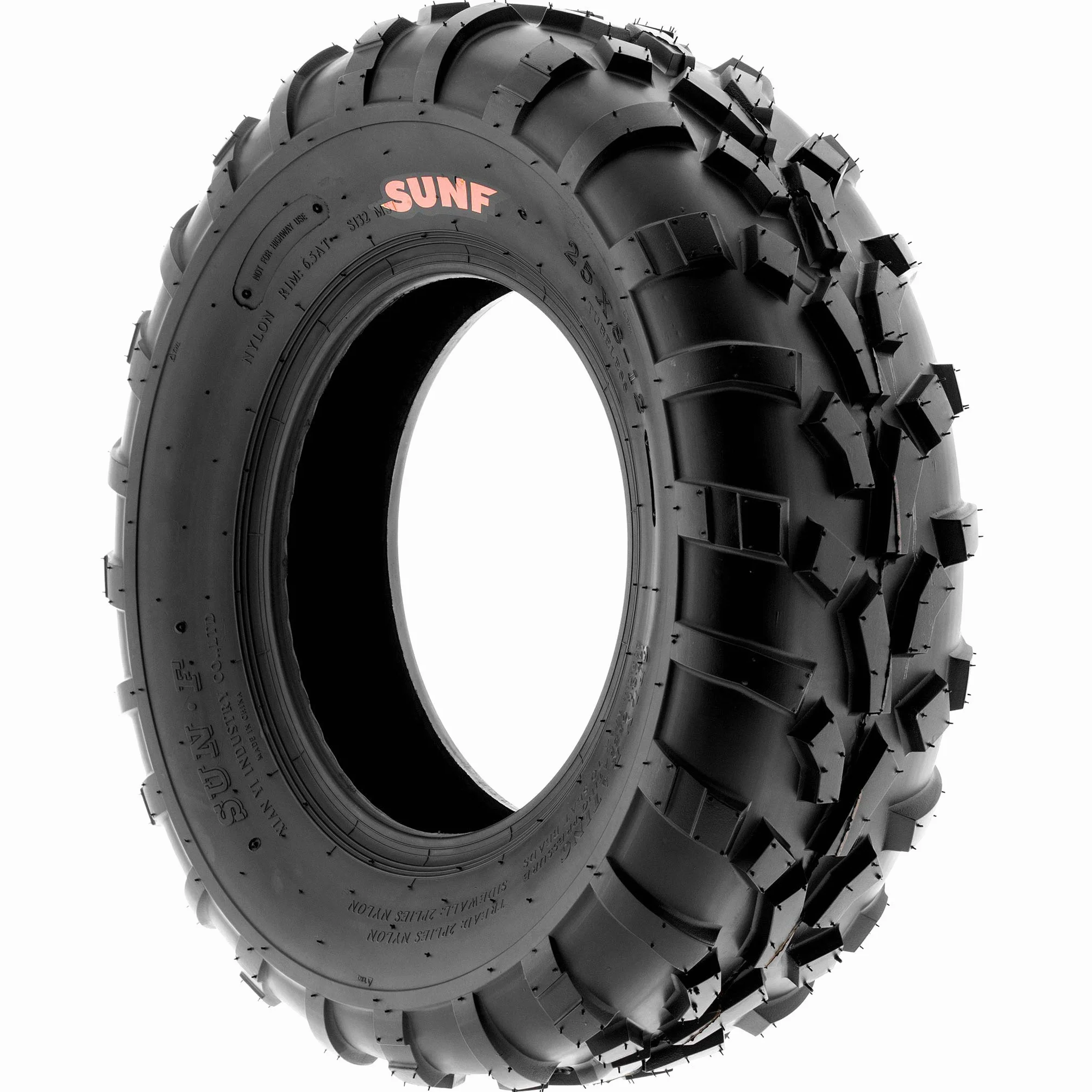 SunF A010 25x8-12 & 25x10-12 ATV UTV Quad Pneumatici fuoristrada 6PR TL 70J E4 Mark battistrada direzionali e nodosi, set di 4 pezzi