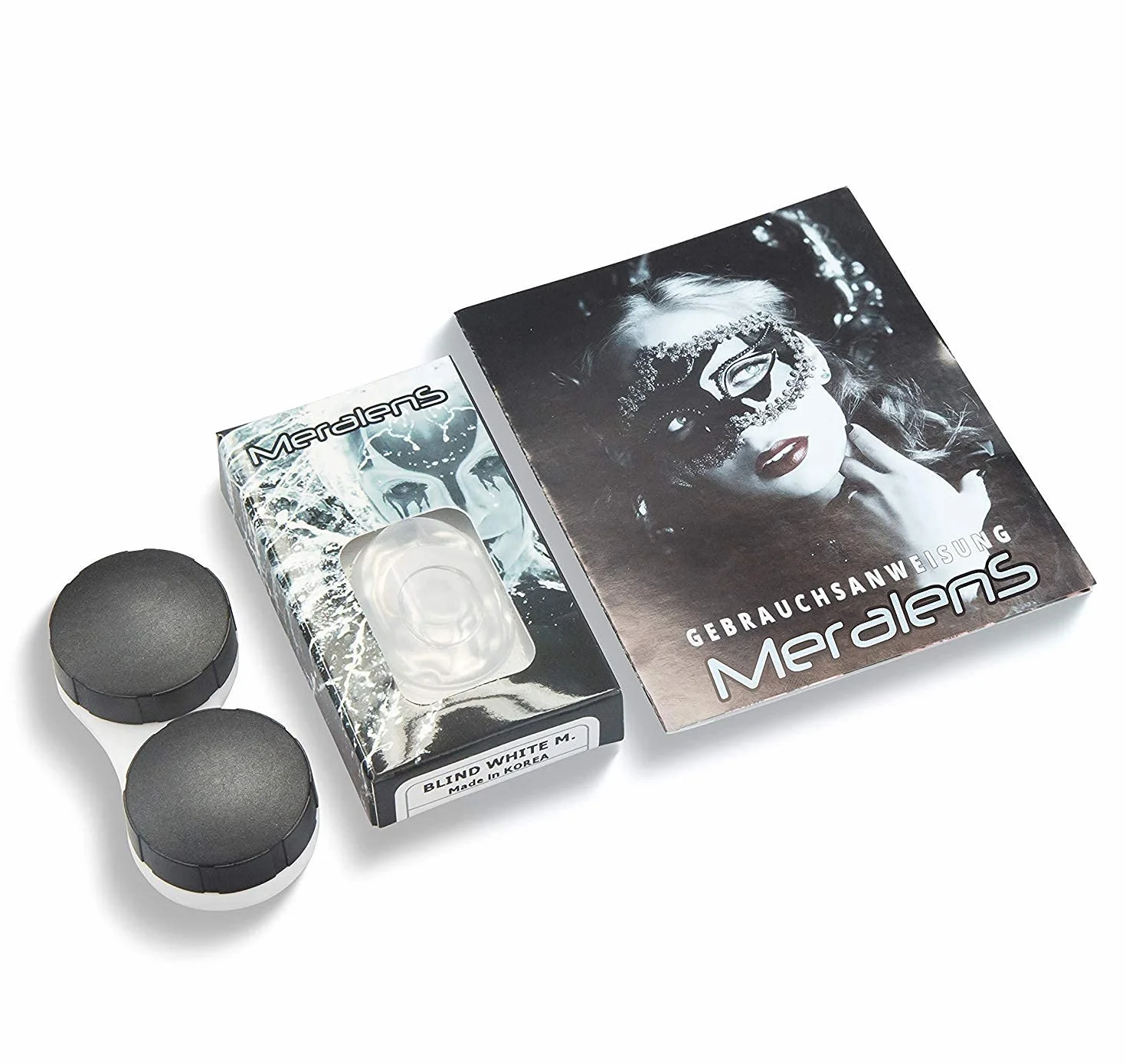 Funnylens Cieco White Lenti a Contatto Zombie Bianco Colorate Annuali con Supporto Gratis per Halloween Carnevale