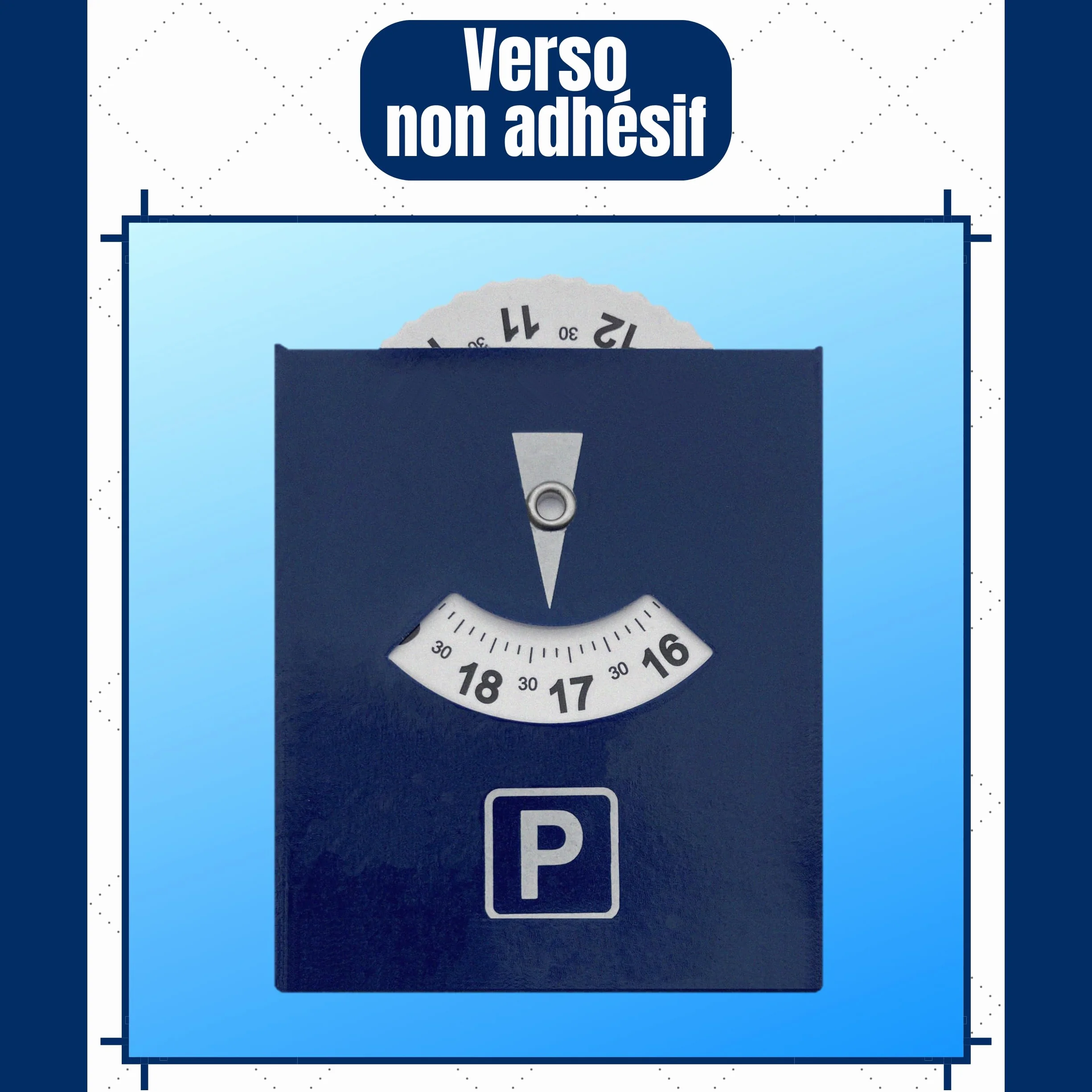 Disco orario ADHESIF zona blu Standard europeo Anti UV 8,5 x 7 cm