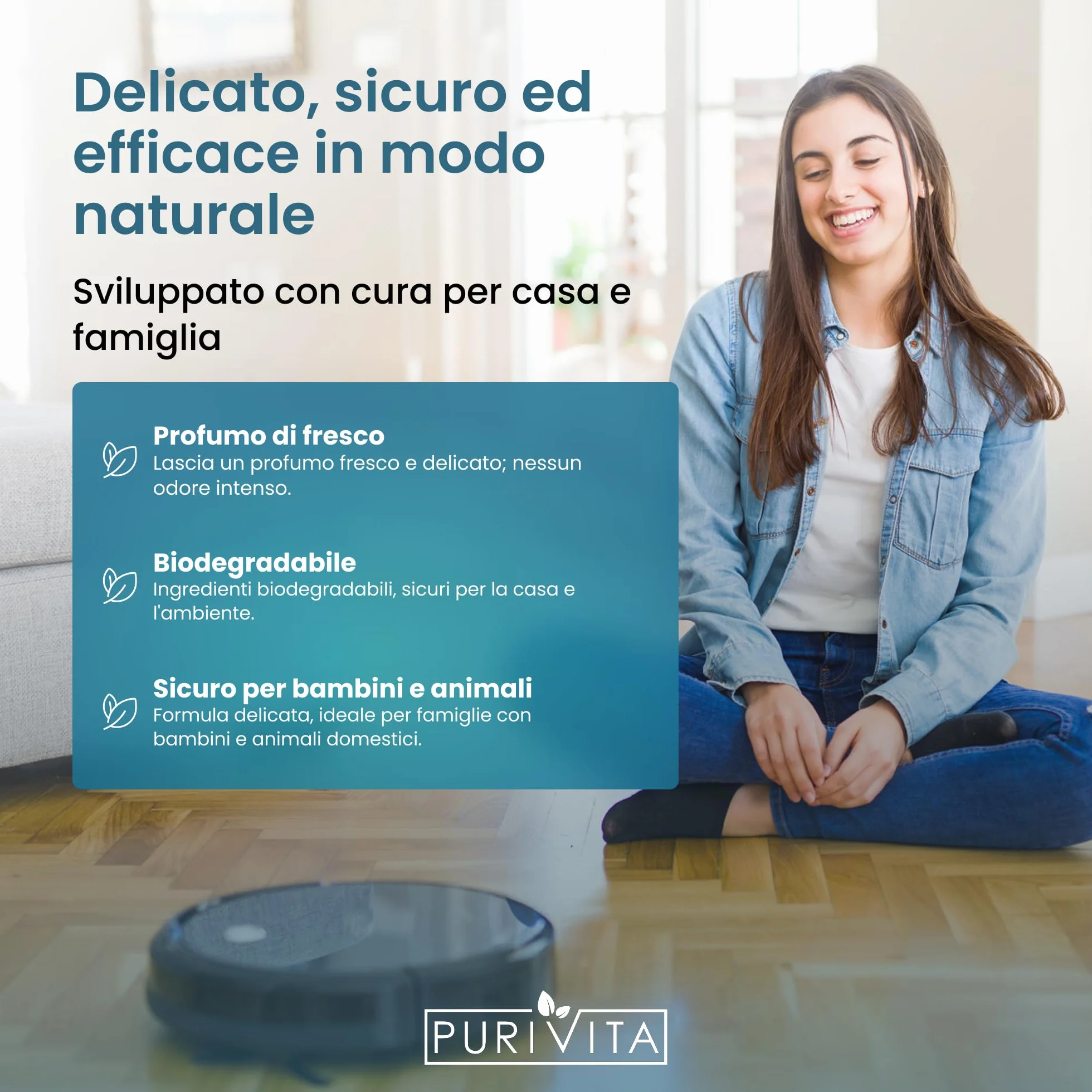 PURIVITA® Detergente per Robot Lavapavimenti [2x1L] - Floor Cleaner per Tutti i Tipi di Robot