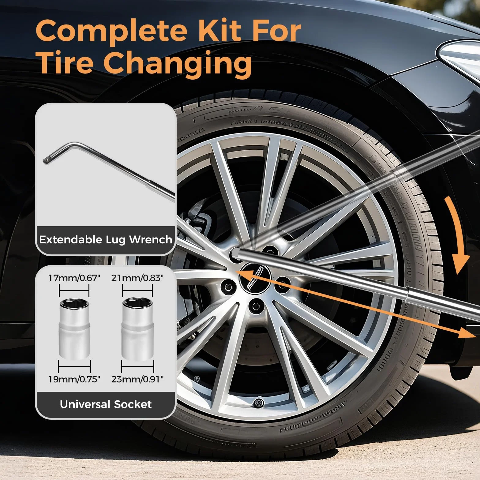 Cric a forbice 3T/3000 kg universale per auto sollevamento 10-45 cm 2 cuscinetti in gomma kit emergenza