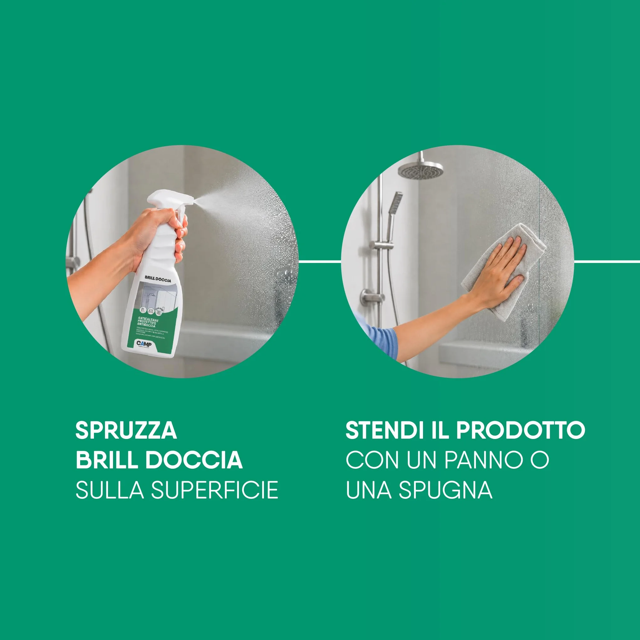 CAMP Brill Doccia Anticalcare Protettivo Antigoccia Detergente Vetri Ceramiche 750ml