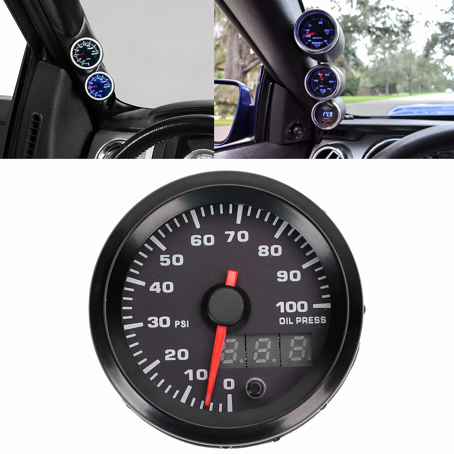 Manometro dell'olio, robusto display a LED Manometro digitale dell'olio ad alte prestazioni per auto