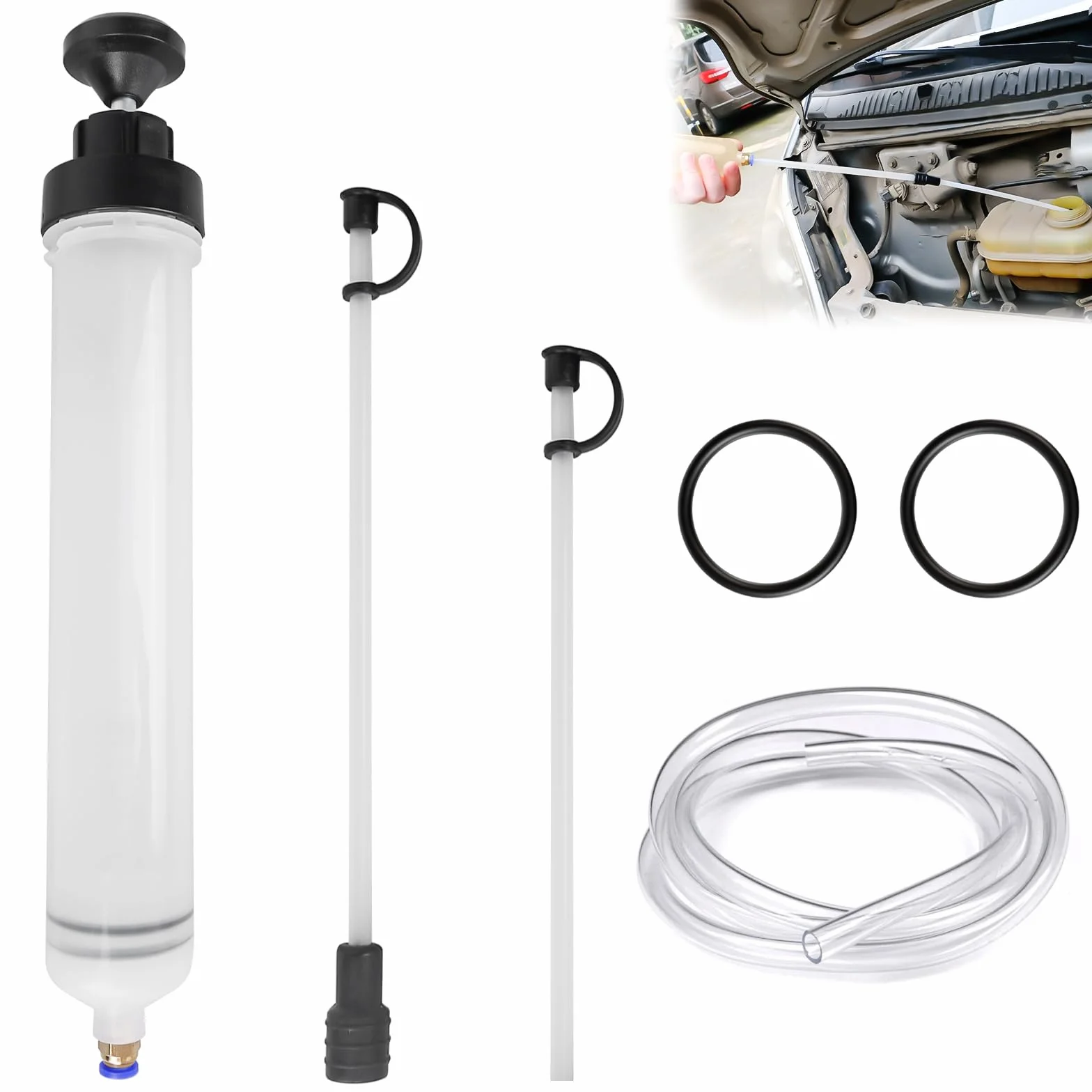 GBKDQQ Pompa di aspirazione olio da 500 ml, pompa di aspirazione con tubo e prolunghe, siringa per aspirazione olio, pompa manuale per olio del cambio, liquido di raffreddamento, liquido dei freni