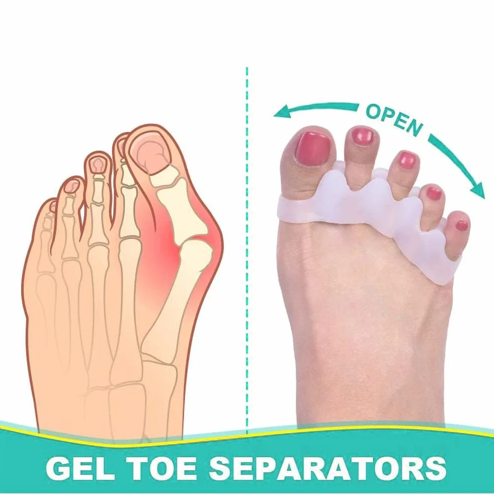 Separatore Dita Piede 4 Pezzi Silicone Distanziatore Dita Piedi Toe Spacer per Alluce Valgo