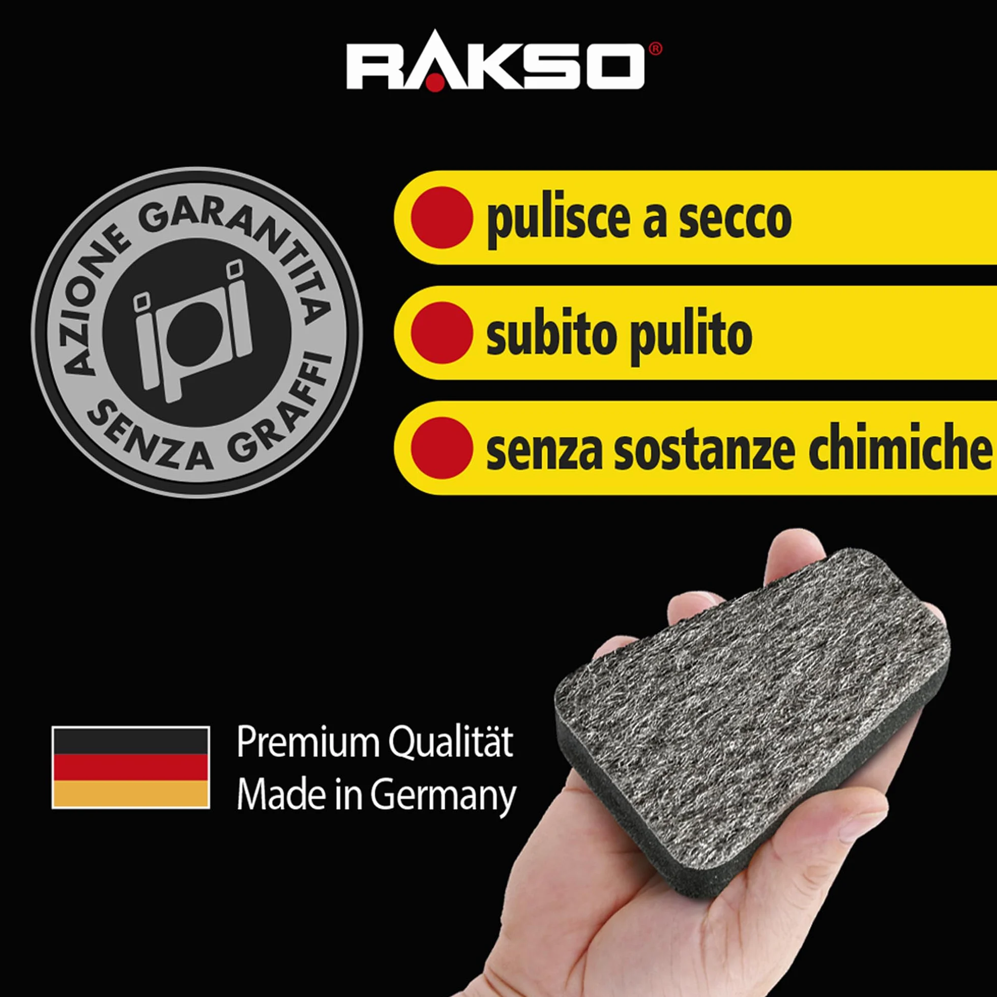 RAKSO Pulitore per vetri e caminetti e stufe Spugna 2 pezzi