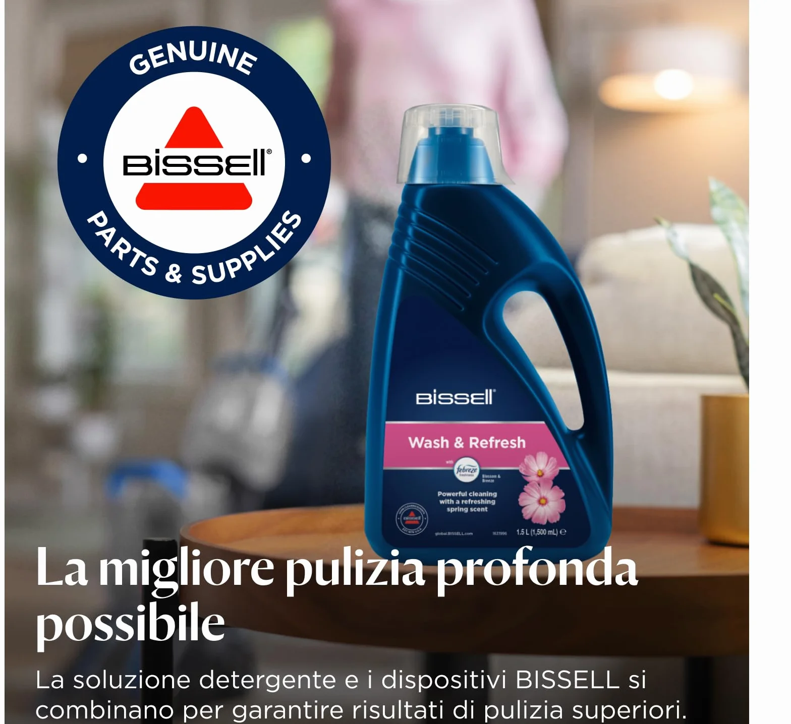 BISSELL Wash & Refresh con Febreze Blossom & Breeze 1,5 L soluzione detergente per tappeti 1078N