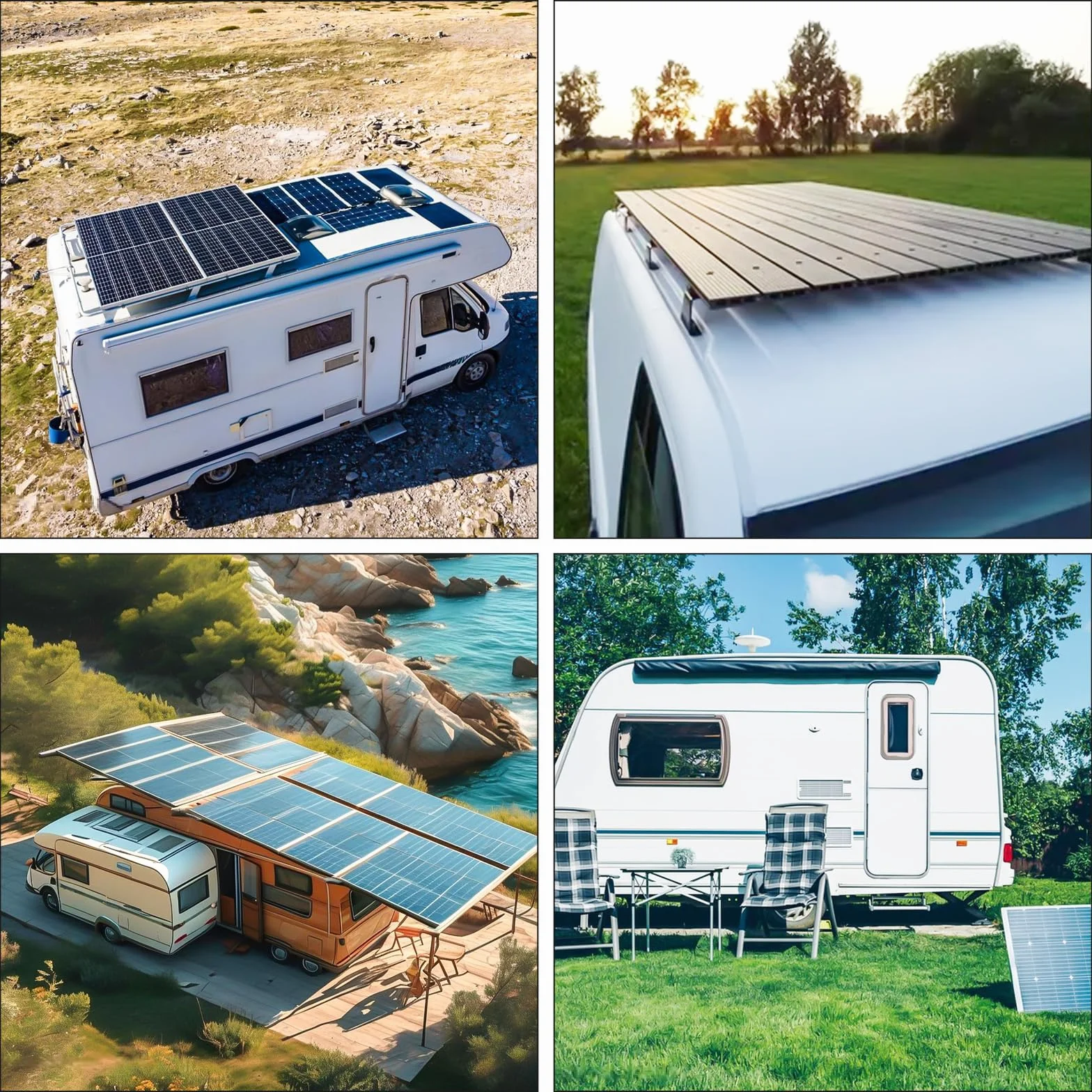 Set di 4 supporti per barre portatutto: in acciaio inox ad alte prestazioni, kit di montaggio per camper, impianti fotovoltaici