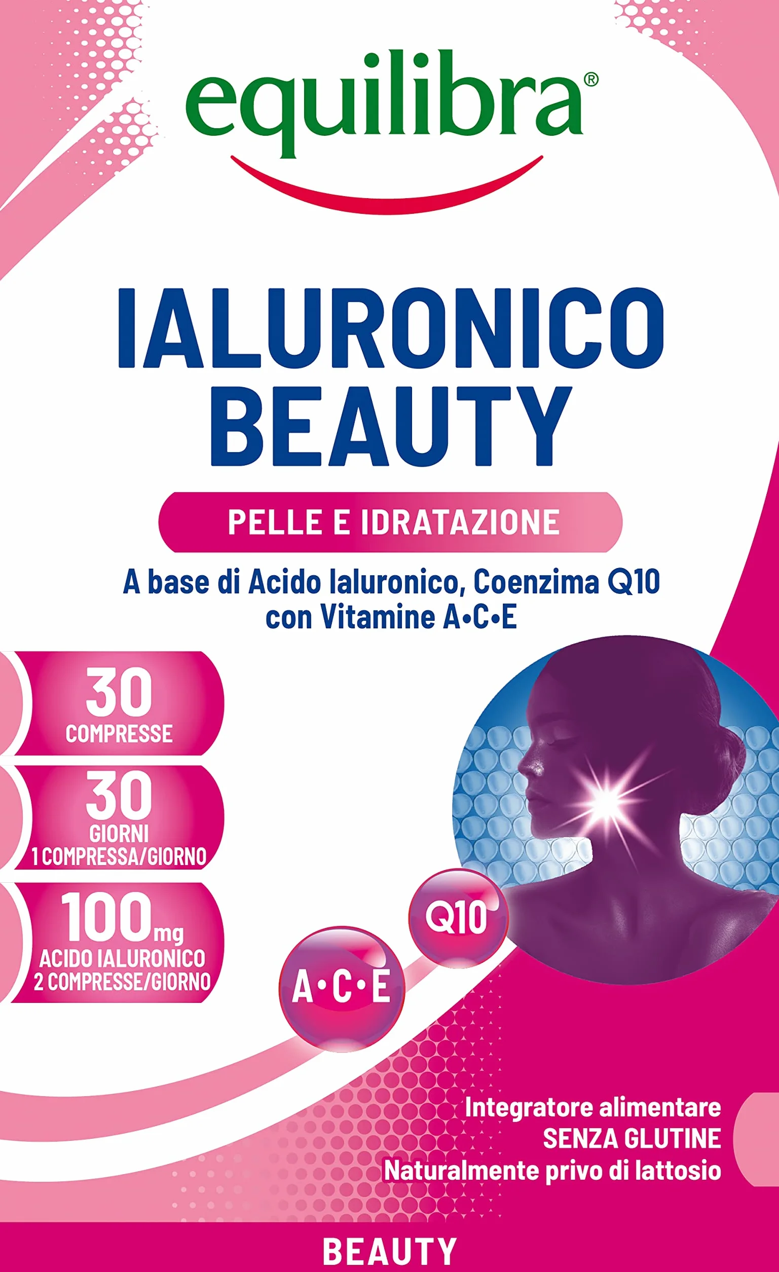 Equilibra Ialuronico Beauty Integratore Acido Ialuronico Basso Peso Molecolare Coenzima Q10 30 compresse