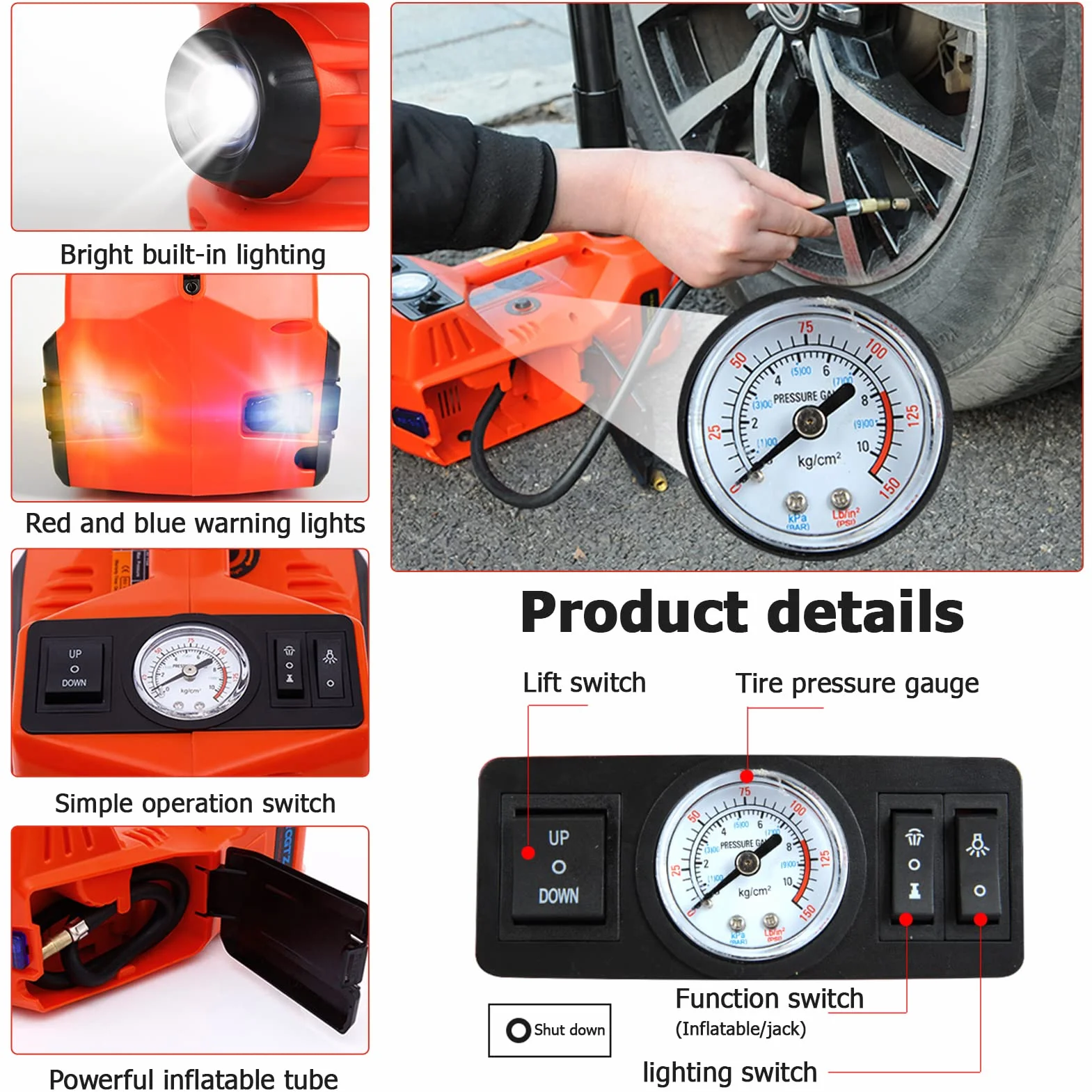 Kit Attrezzi Martinetto Elettrico 12V 150W 5 Tonnellate CC per Auto