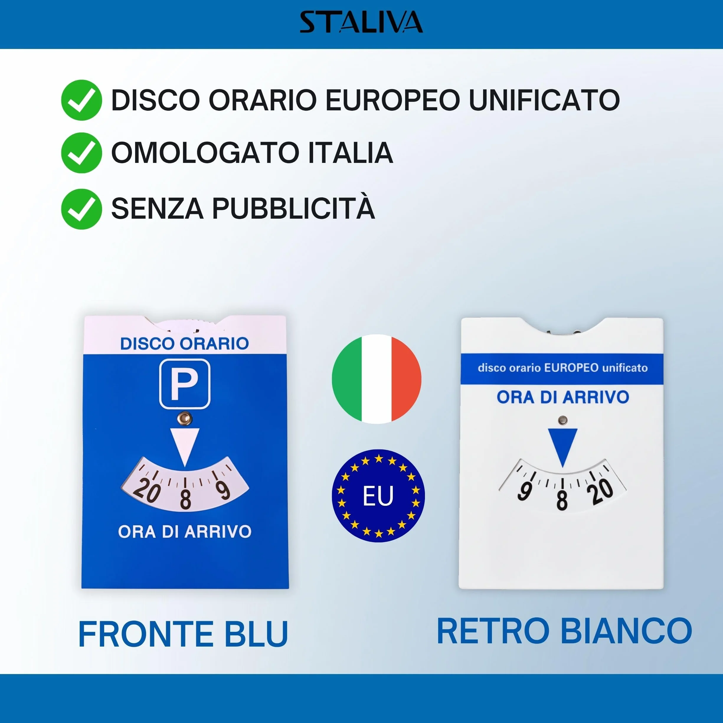 Disco Orario Auto 2 Pezzi 11.5x15 cm Omologato Italia PVC Trasparente