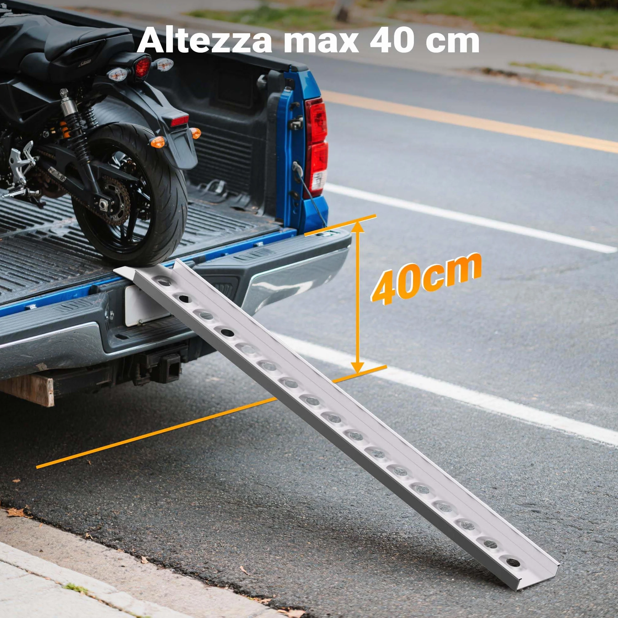 Rampa di carico 163 cm in alluminio per moto e quad Portata max 180 kg