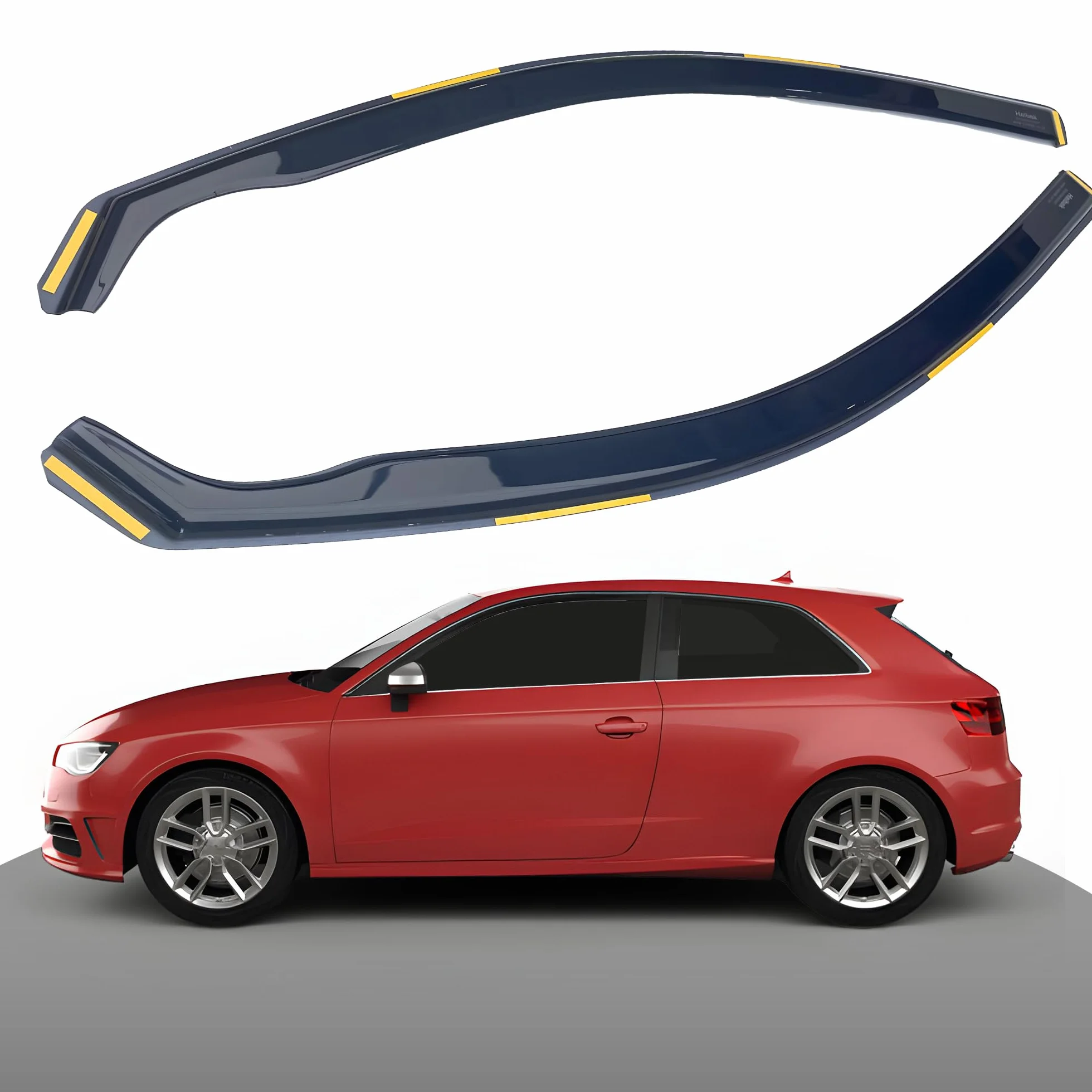 Haibak Wind Deflectors Set Compatible With Audi A3 053 Mk3 2013-2020 2 Doors 2pc in Channel Fitment