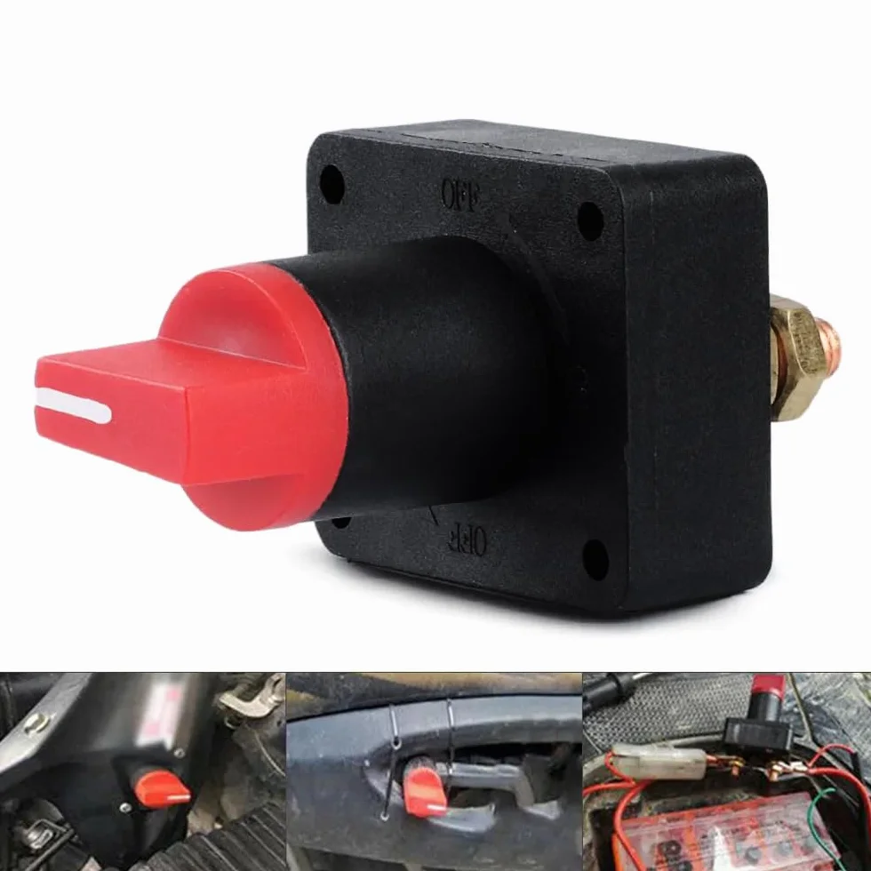 Greluma 1 pezzo Isolatore rotante di disconnessione della batteria, interruttore di interruzione dell'alimentazione da 12-24 V per auto, barca, furgone, camion, camper, roulotte