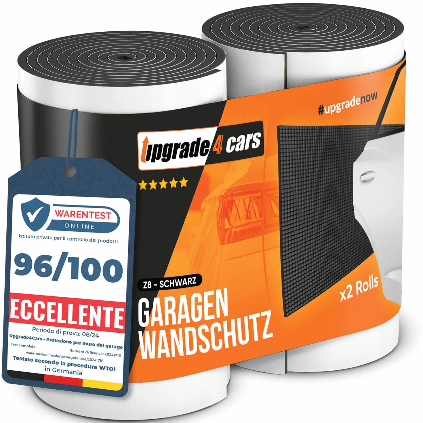 Upgrade4cars Paracolpi Garage Auto da Muro Nero |2 x Pannello Gommapiuma Adesiva Proteggi Portiere | Protezione Paraurti