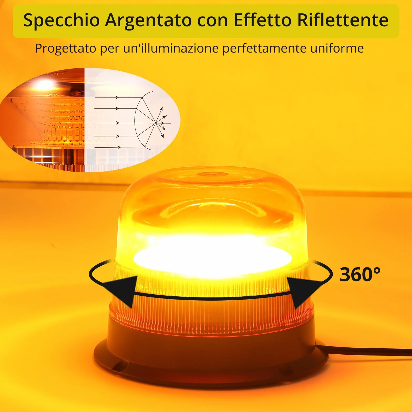 PROZOR 48W Stroboscopica Luce Emergenza 12/24V Magnetica Impermeabile 10 Modalità Ambra con Cavo 5m