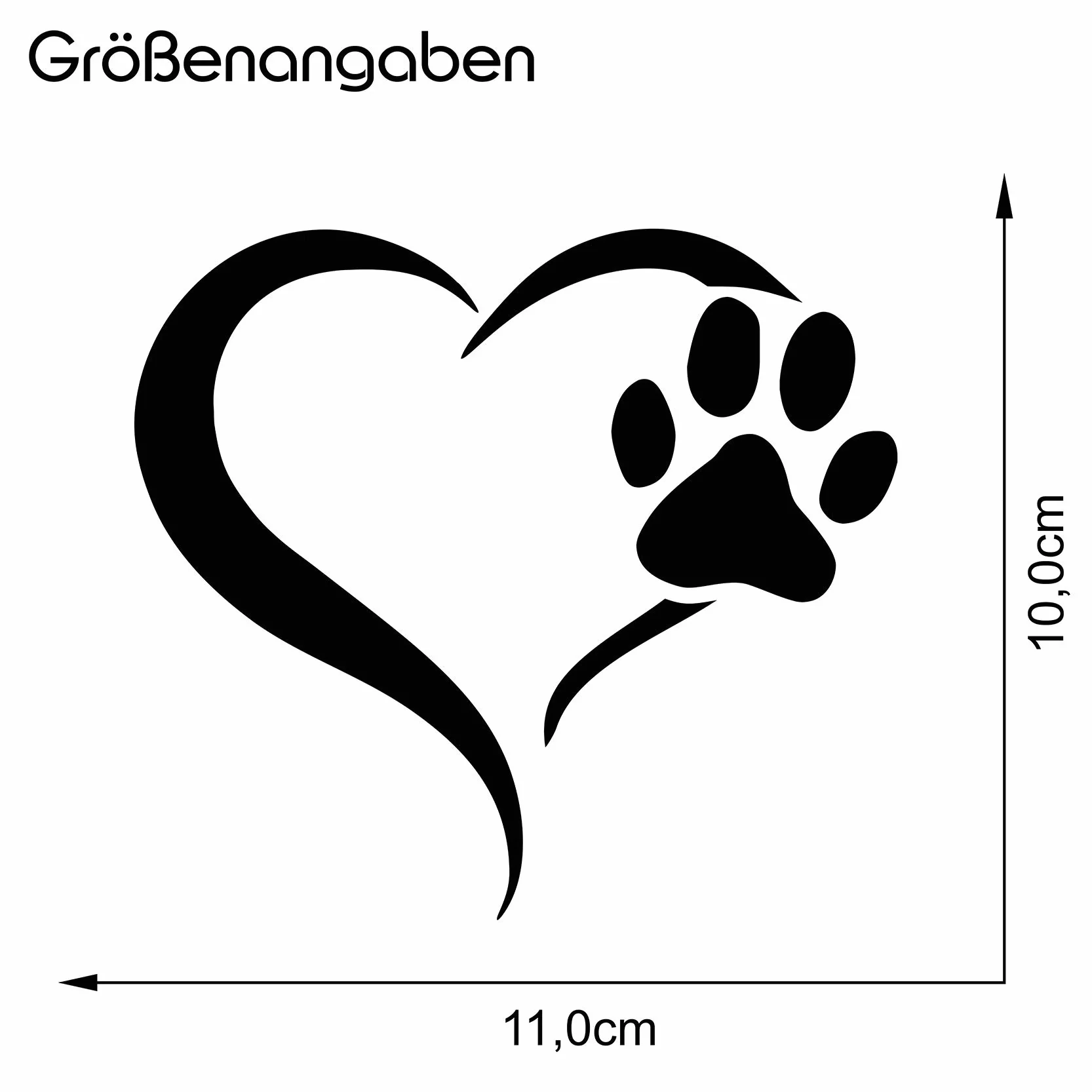 Finest Folia - Set di 2 adesivi a forma di zampa di cane e cuore, 10 x 11 cm, per auto, moto, computer portatile, mobili (K017 Bianco)