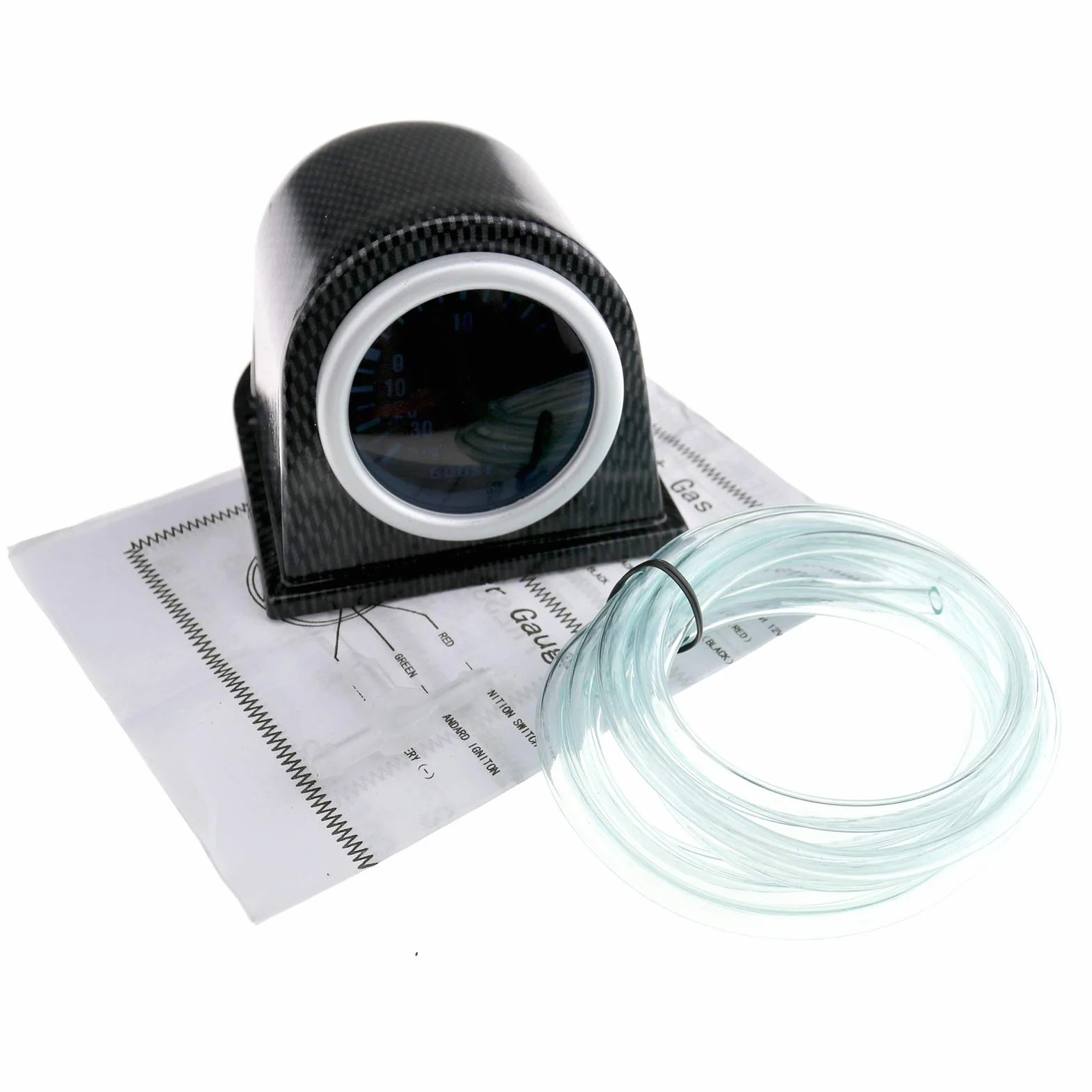 Manometro da auto per pressione del turbo, kit con quadrante a lente fumé e illuminazione a mini LED, diametro 52 mm, scala fino a 30 psi (2 atm)