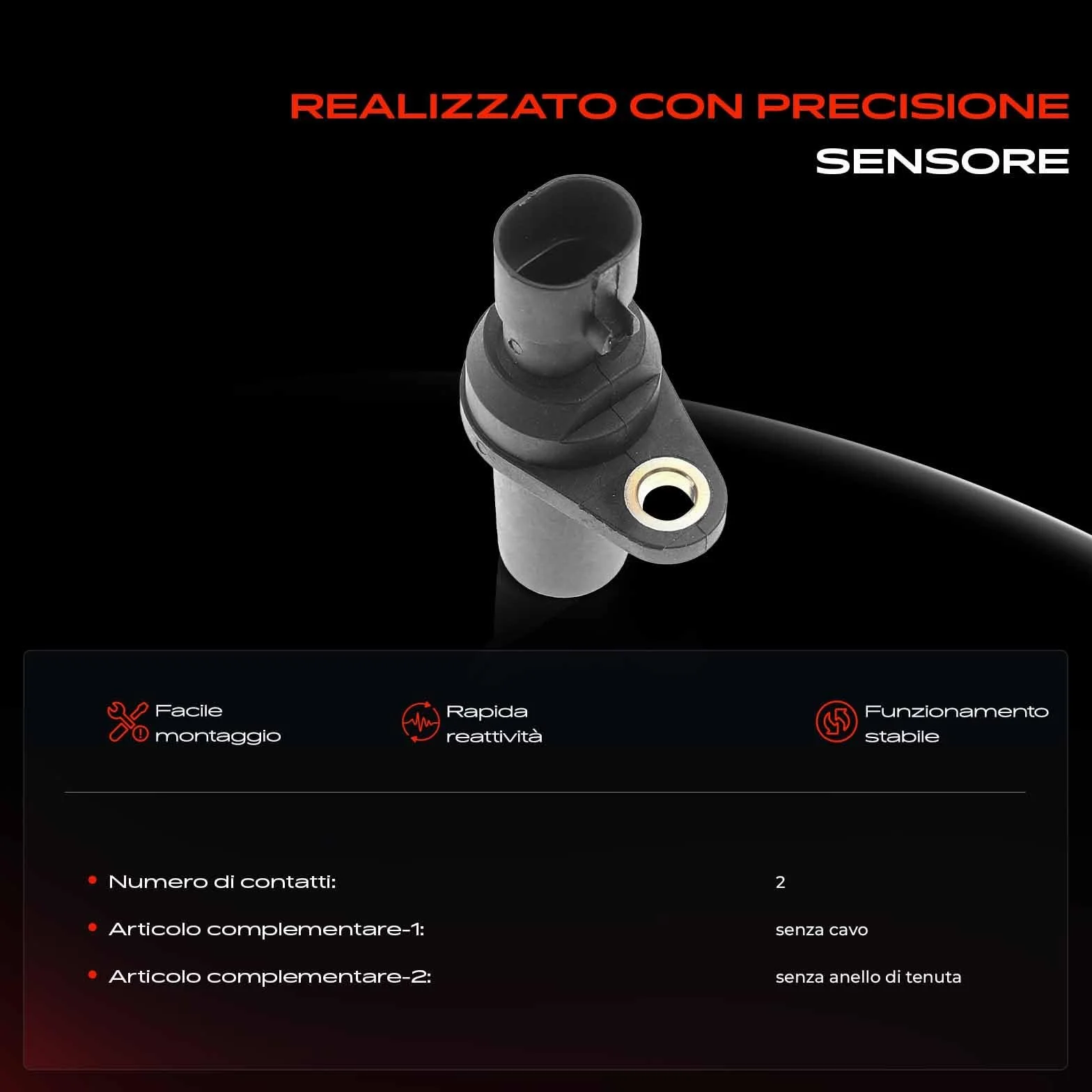 Frankberg Posizione dell'albero Motore Sensore dell'albero Motore 2-Poli Compatibile con 500 312 KA RU8 Punto Evo 199 169 Grande Punto 199 Replace# 55187380