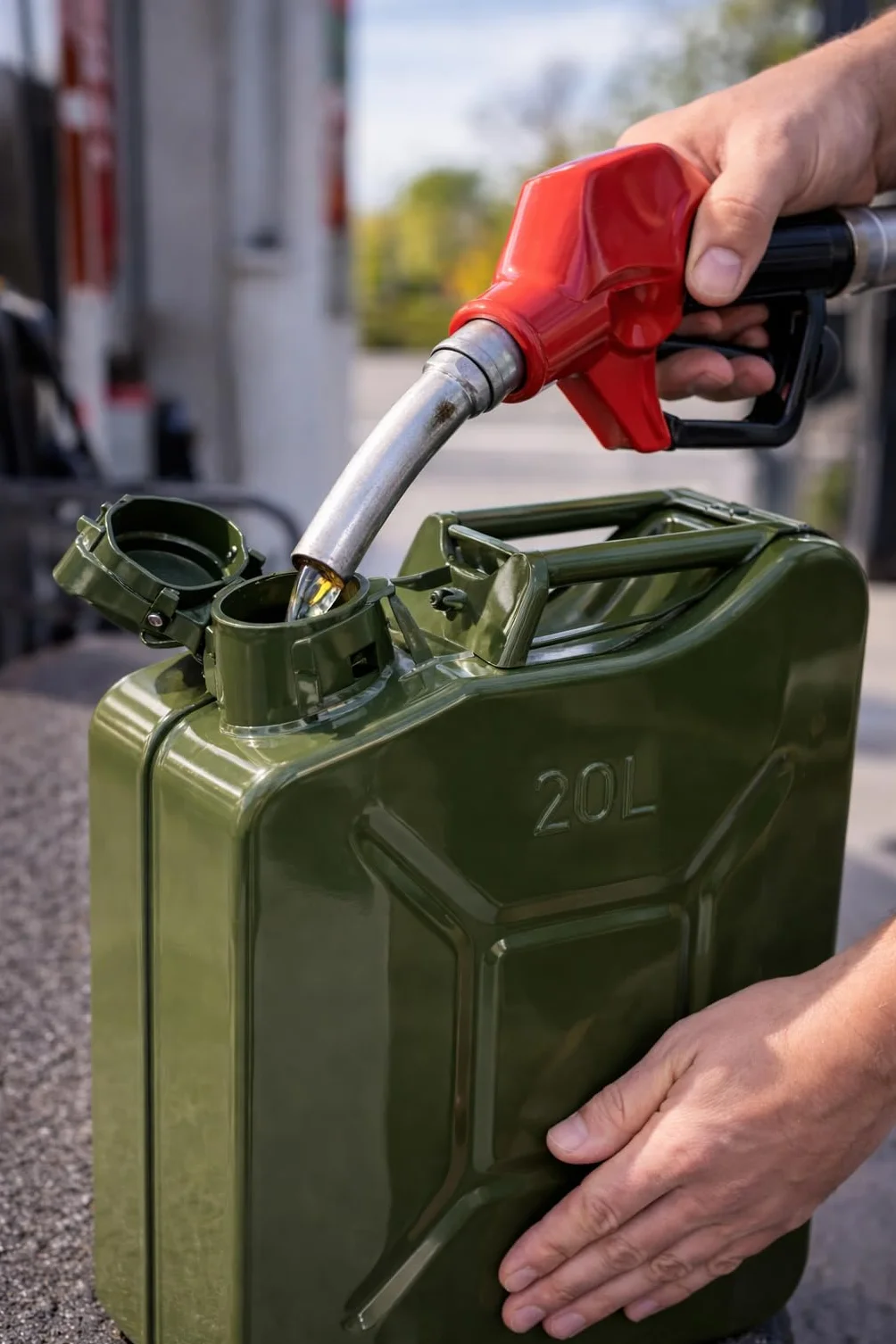 Tanica in Acciaio Verniciato Verde, Omologata per Carburante, Benzina e Gasolio, Uso Agricolo, Nautico e Campeggio (20 Litri)