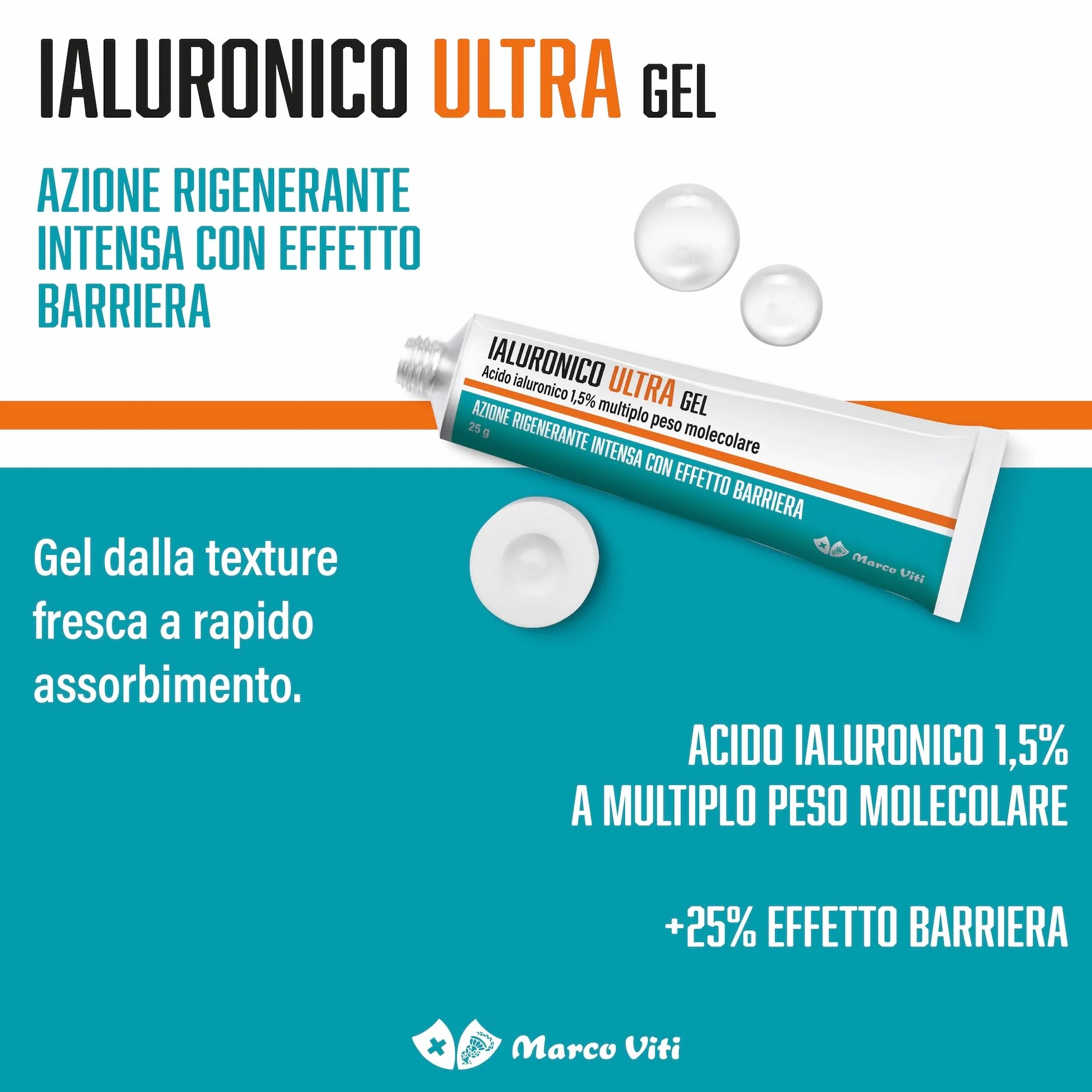 Marco Viti Ialuronico Ultra Gel 25 g Acido Ialuronico 1,5% Idratazione Profonda Protezione