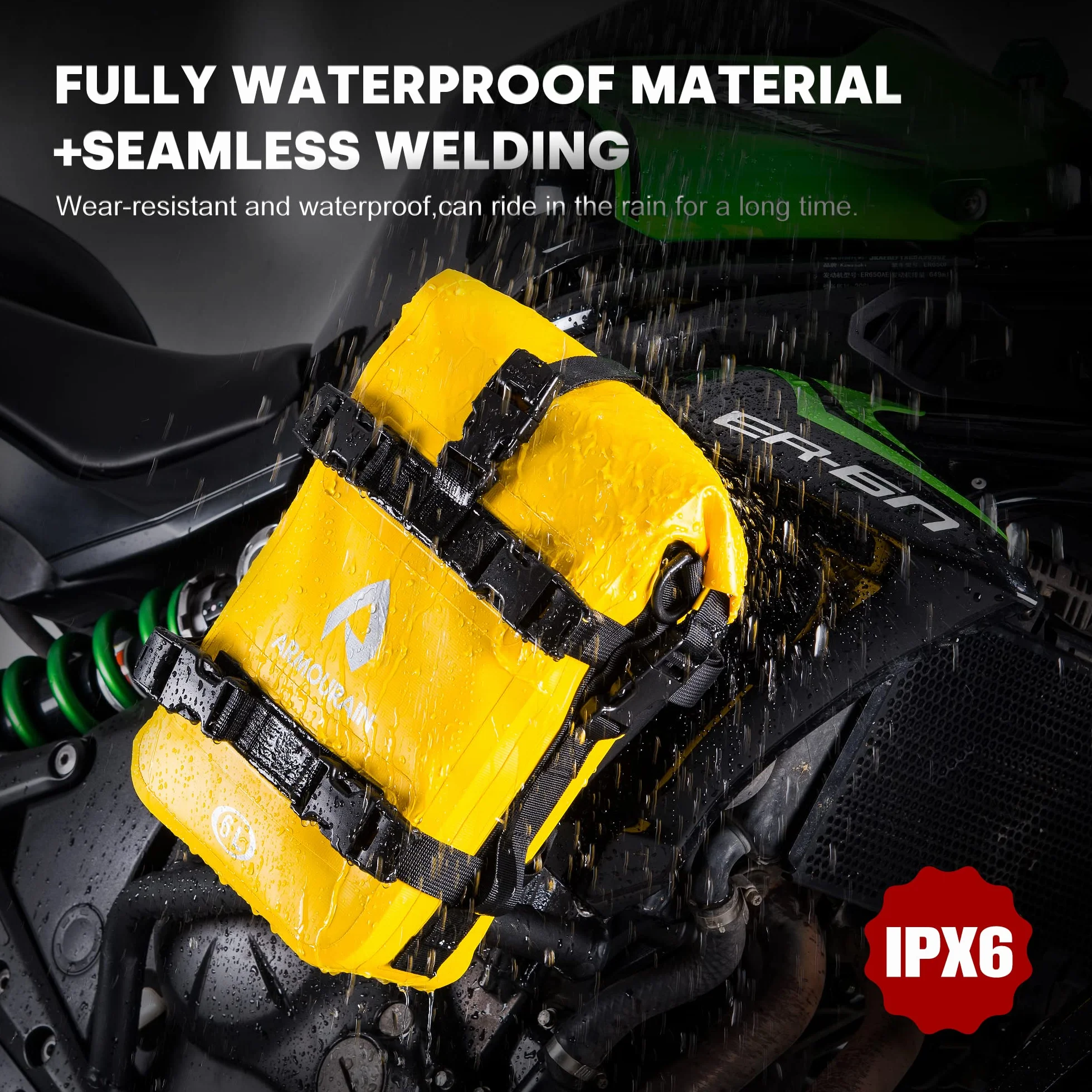 Borse per paraurti per moto in PVC impermeabili 12 L giallo