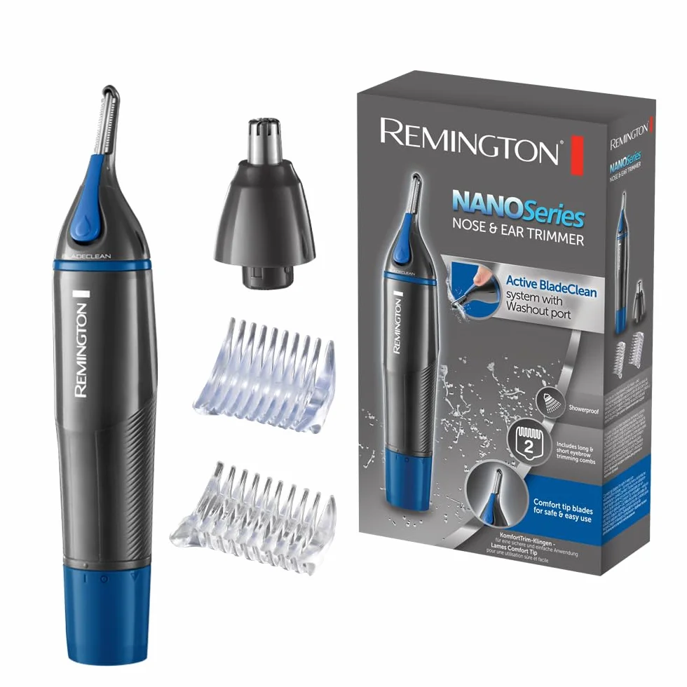 Remington NE3850 Rifinitore Multiuso Taglia Peli Naso e Orecchie Sopracciglia 2 Pettini Fissaggio Accessorio Taglio Rotante